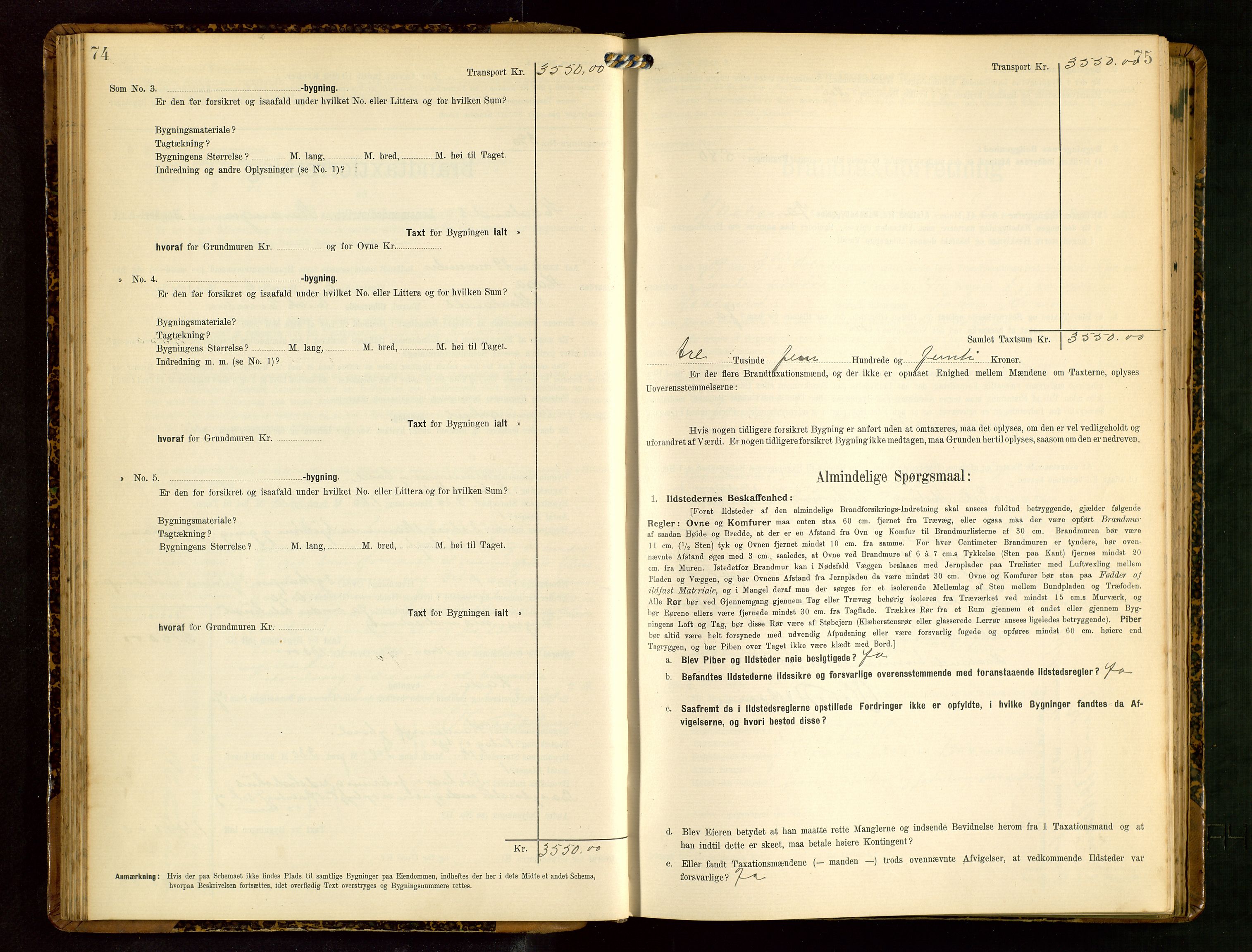 Håland lensmannskontor, AV/SAST-A-100100/Gob/L0003: Branntakstprotokoll - skjematakst. Register i boken., 1909-1910, p. 74-75