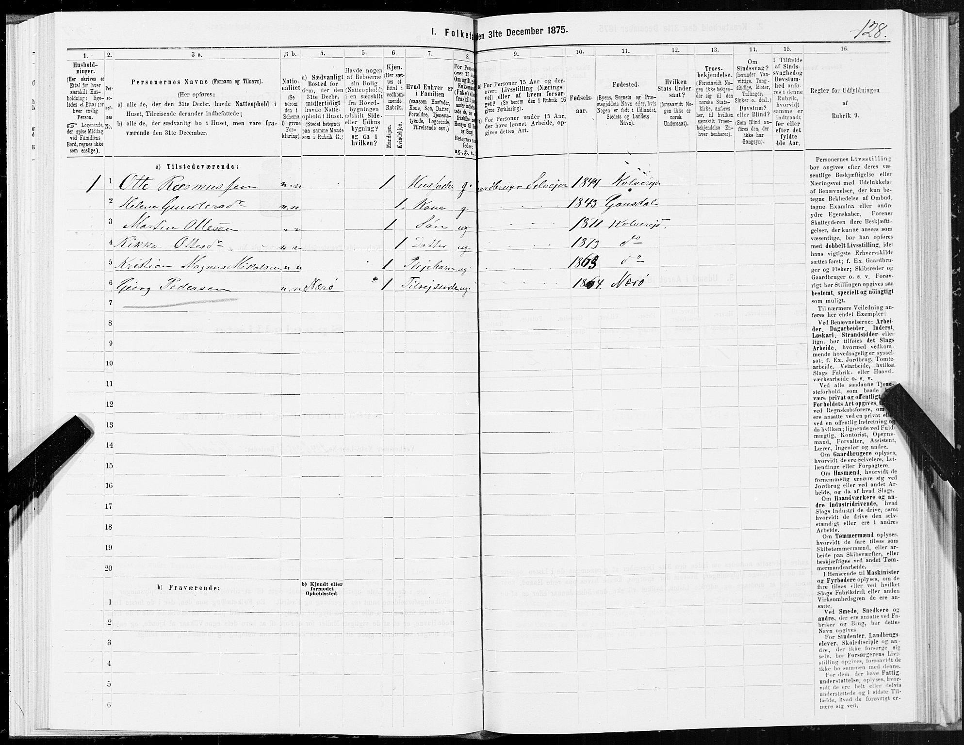 SAT, 1875 census for 1752P Kolvereid, 1875, p. 2128