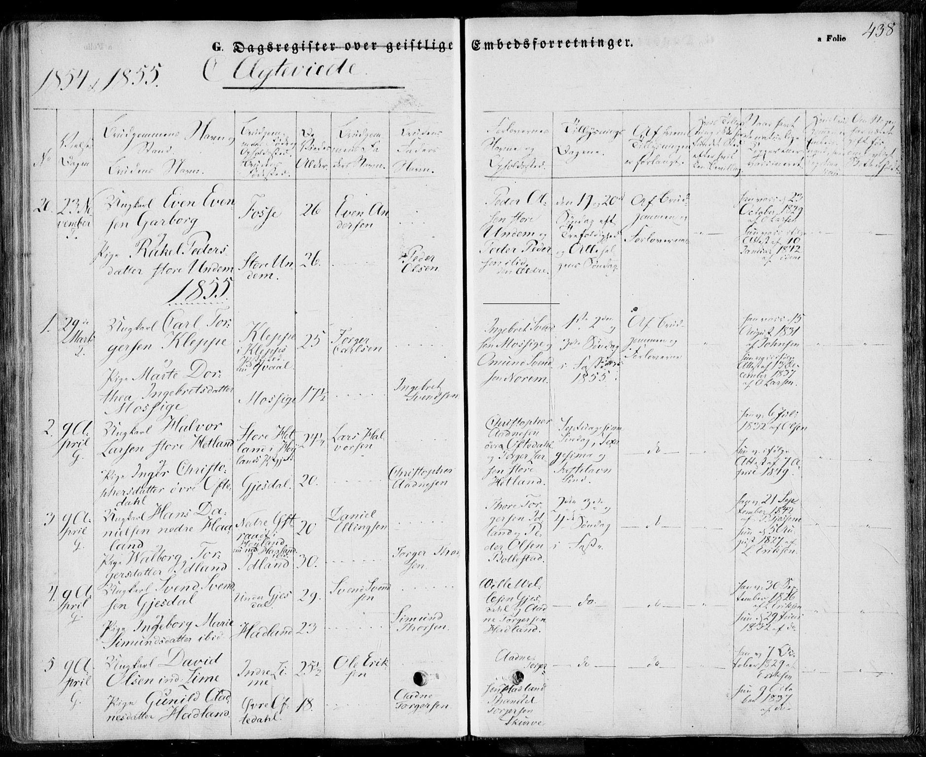 Lye sokneprestkontor, AV/SAST-A-101794/001/30BA/L0006: Parish register (official) no. A 5.2, 1842-1855, p. 438