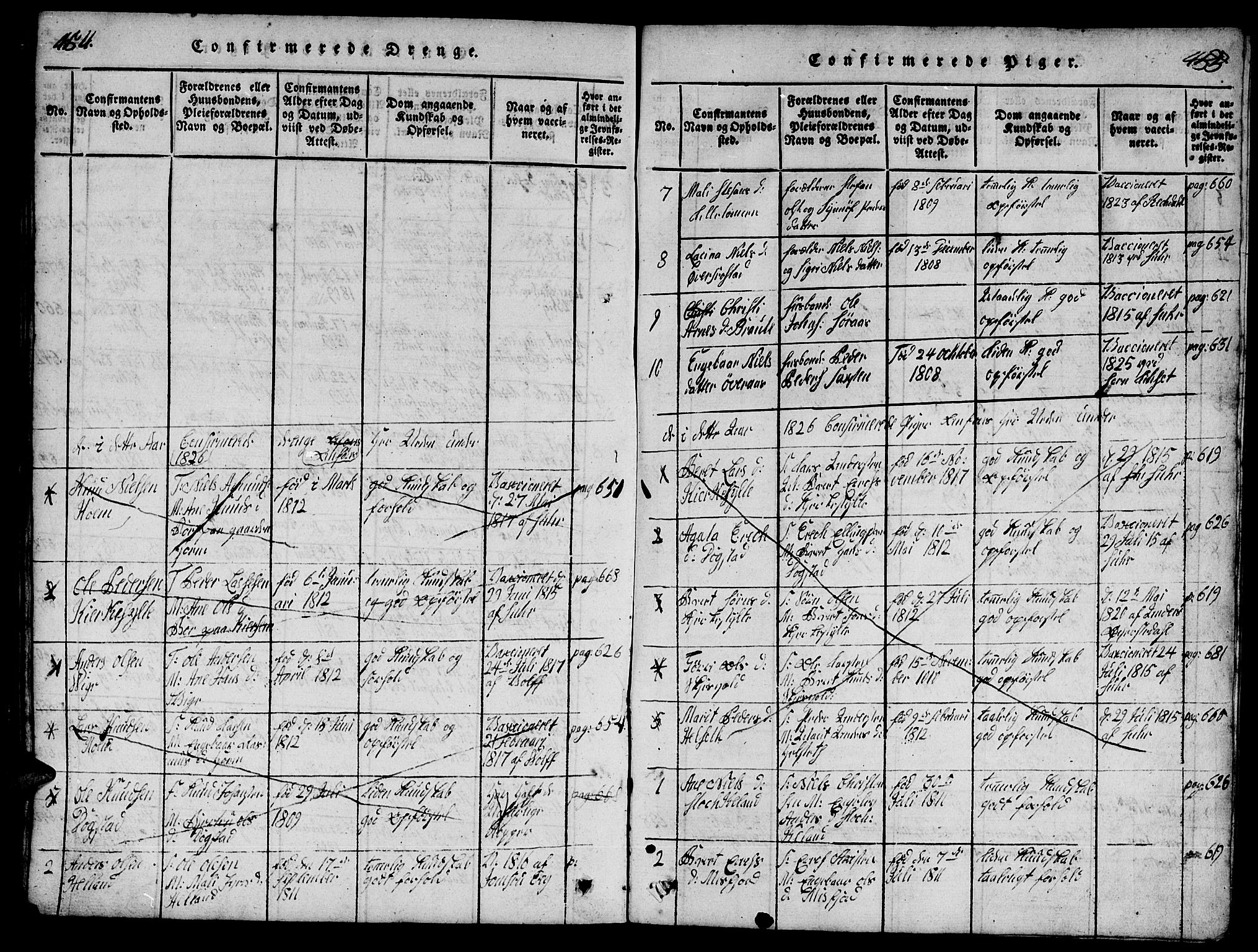 Ministerialprotokoller, klokkerbøker og fødselsregistre - Møre og Romsdal, SAT/A-1454/539/L0535: Parish register (copy) no. 539C01, 1818-1842, p. 454-455