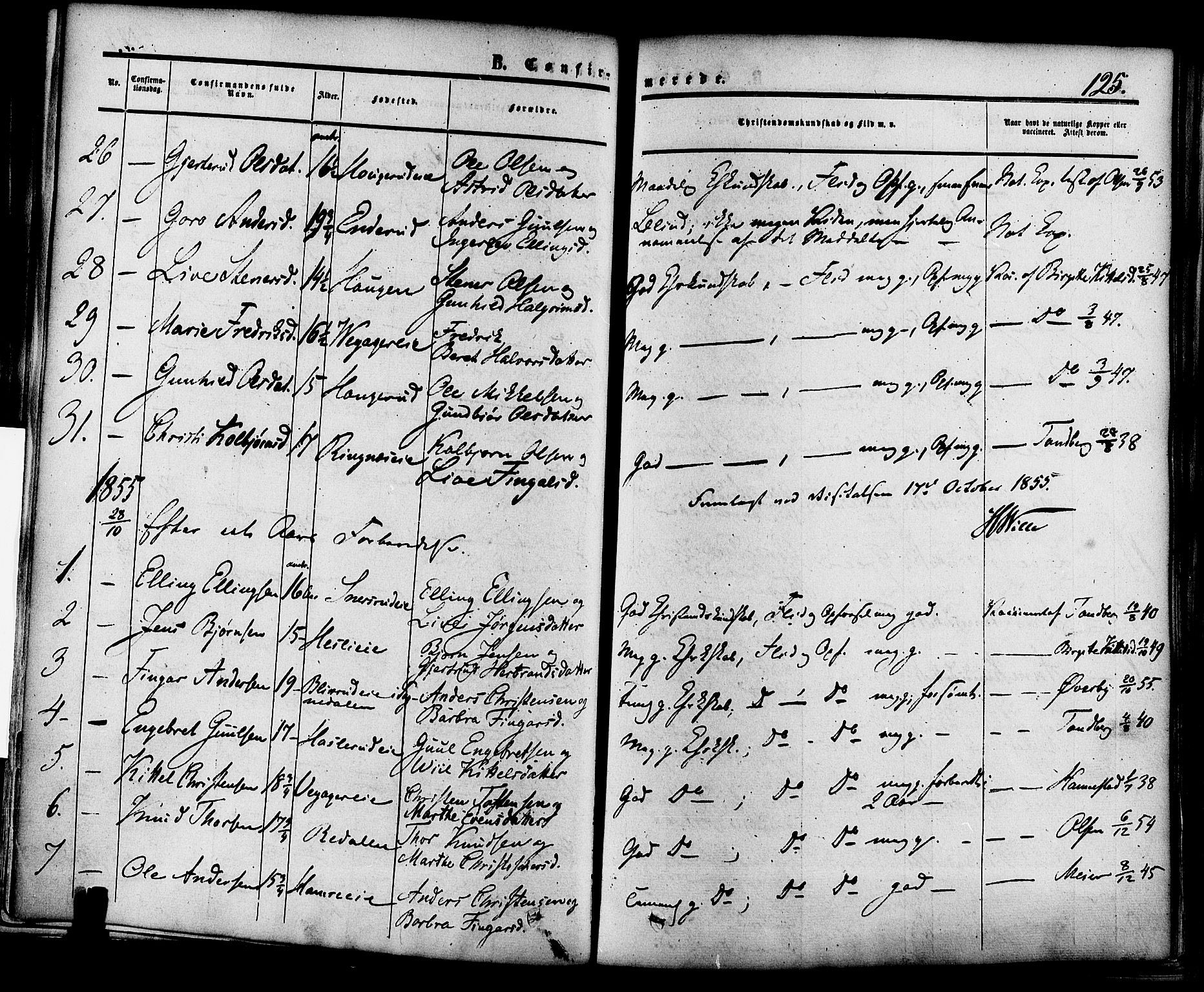 Krødsherad kirkebøker, SAKO/A-19/F/Fa/L0003: Parish register (official) no. 3, 1851-1872, p. 125