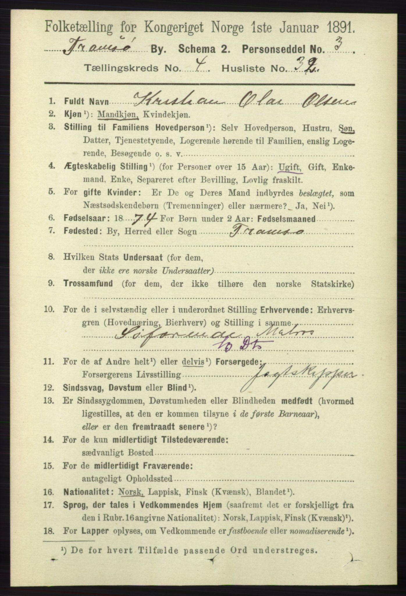 RA, 1891 census for 1902 Tromsø, 1891, p. 4552