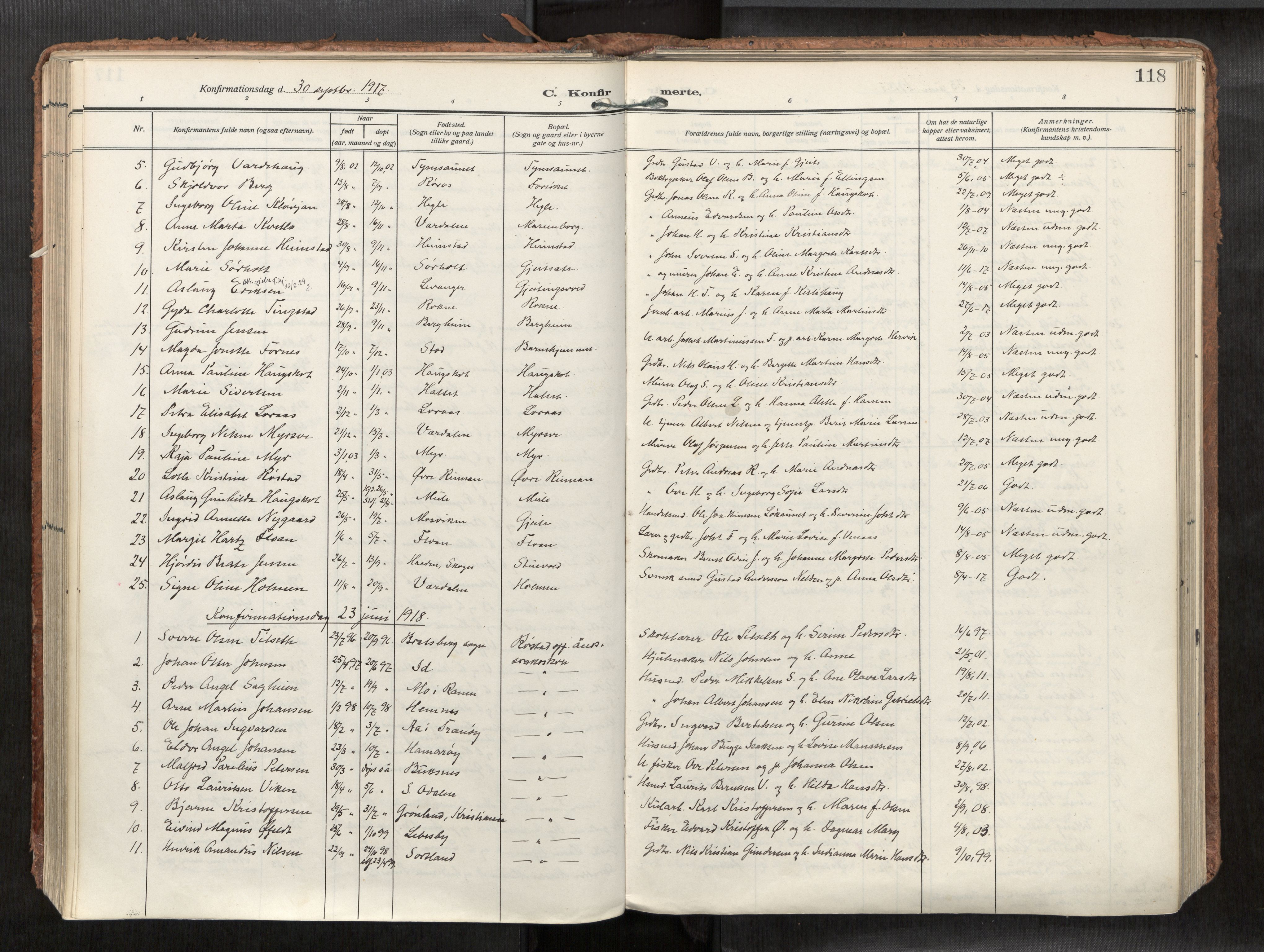 Levanger sokneprestkontor, SAT/A-1301/2/H/Haa/L0002: Parish register (official) no. 2, 1912-1935, p. 118