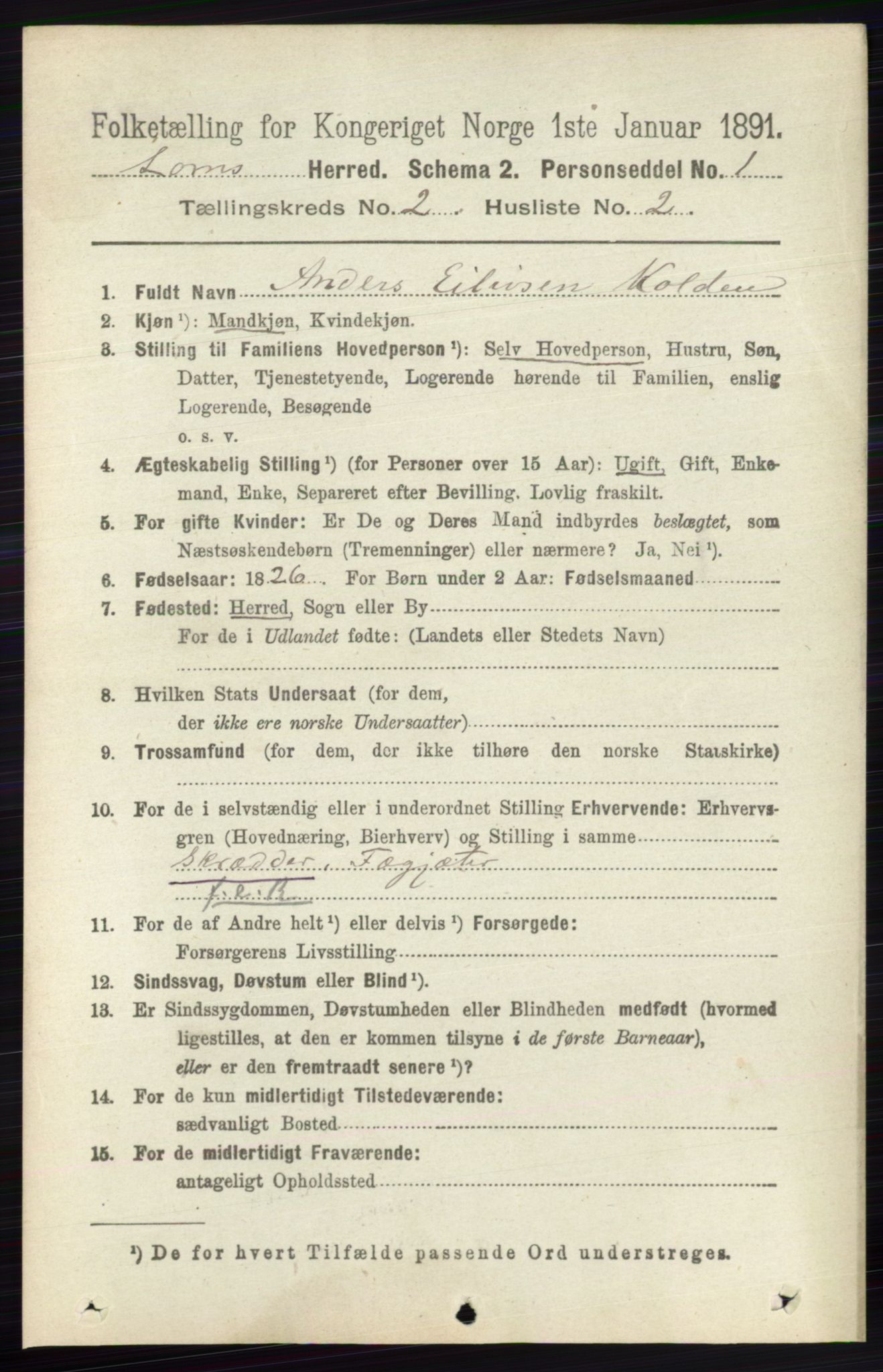 RA, 1891 census for 0514 Lom, 1891, p. 795