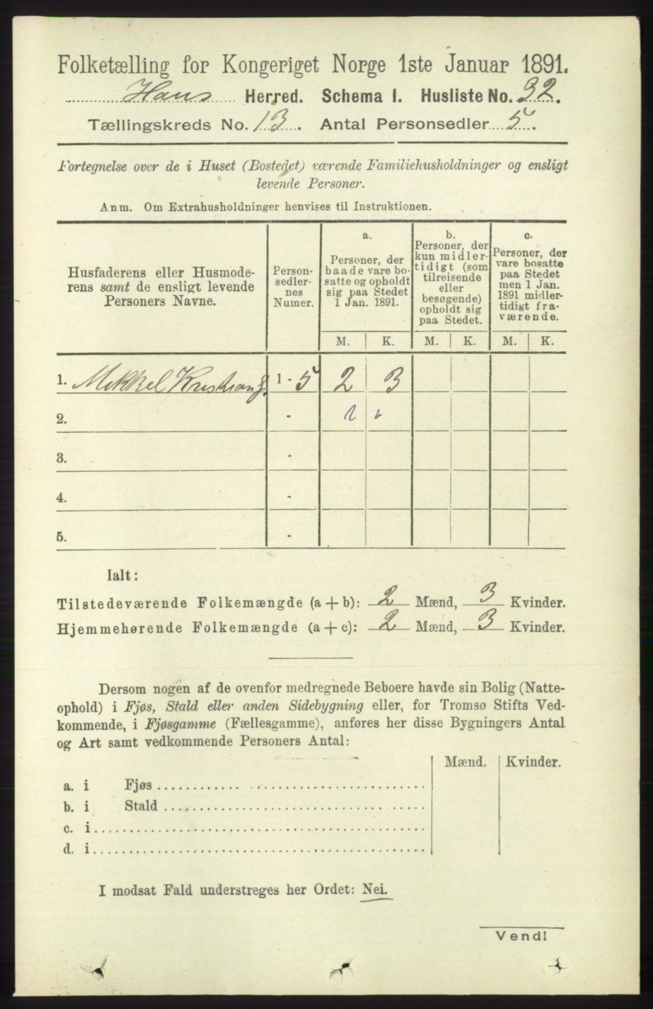 RA, 1891 census for 1250 Haus, 1891, p. 5552