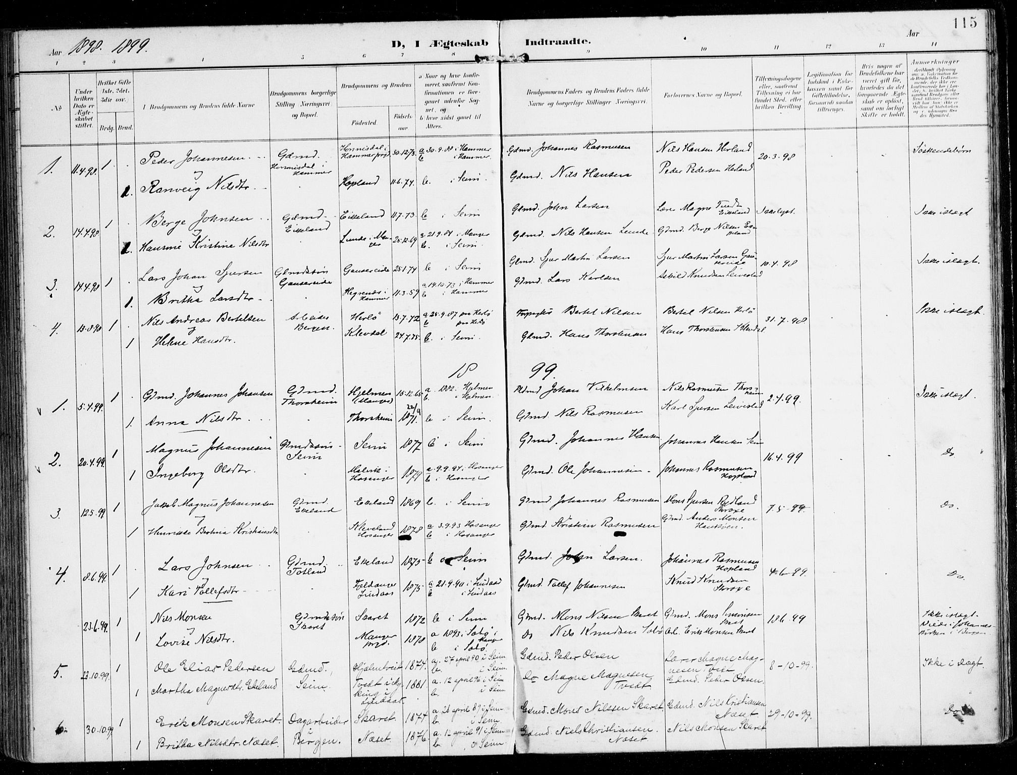 Alversund Sokneprestembete, AV/SAB-A-73901/H/Ha/Haa/Haad/L0004: Parish register (official) no. D 4, 1898-1926, p. 115