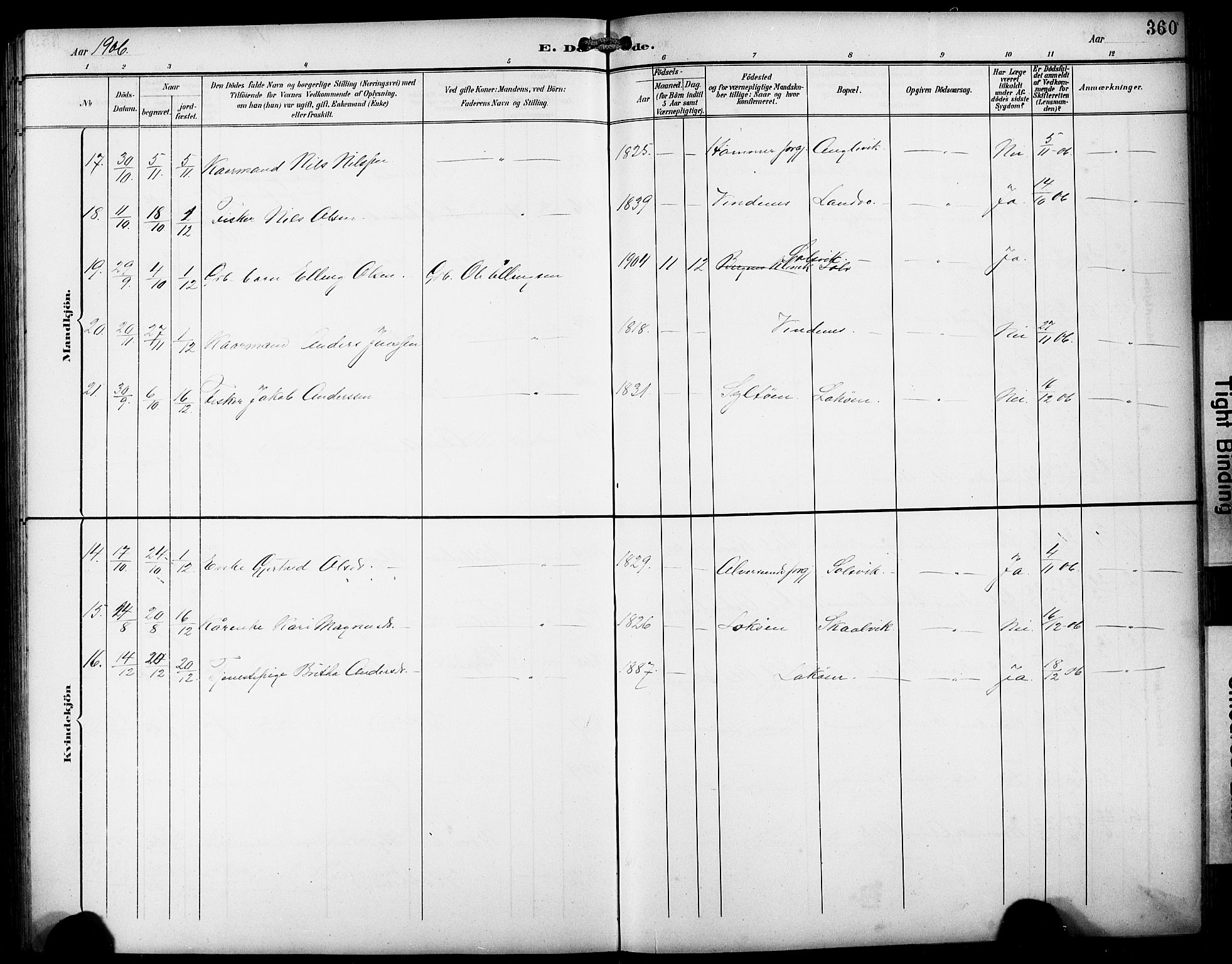 Fjell sokneprestembete, AV/SAB-A-75301/H/Hab: Parish register (copy) no. A 5, 1899-1918, p. 360