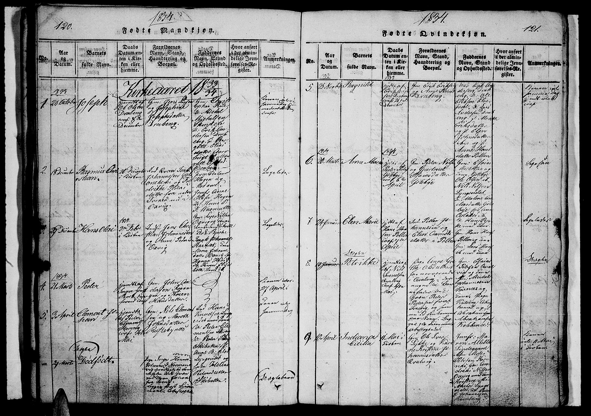 Lyngen sokneprestembete, AV/SATØ-S-1289/H/He/Heb/L0001klokker: Parish register (copy) no. 1, 1826-1838, p. 120-121