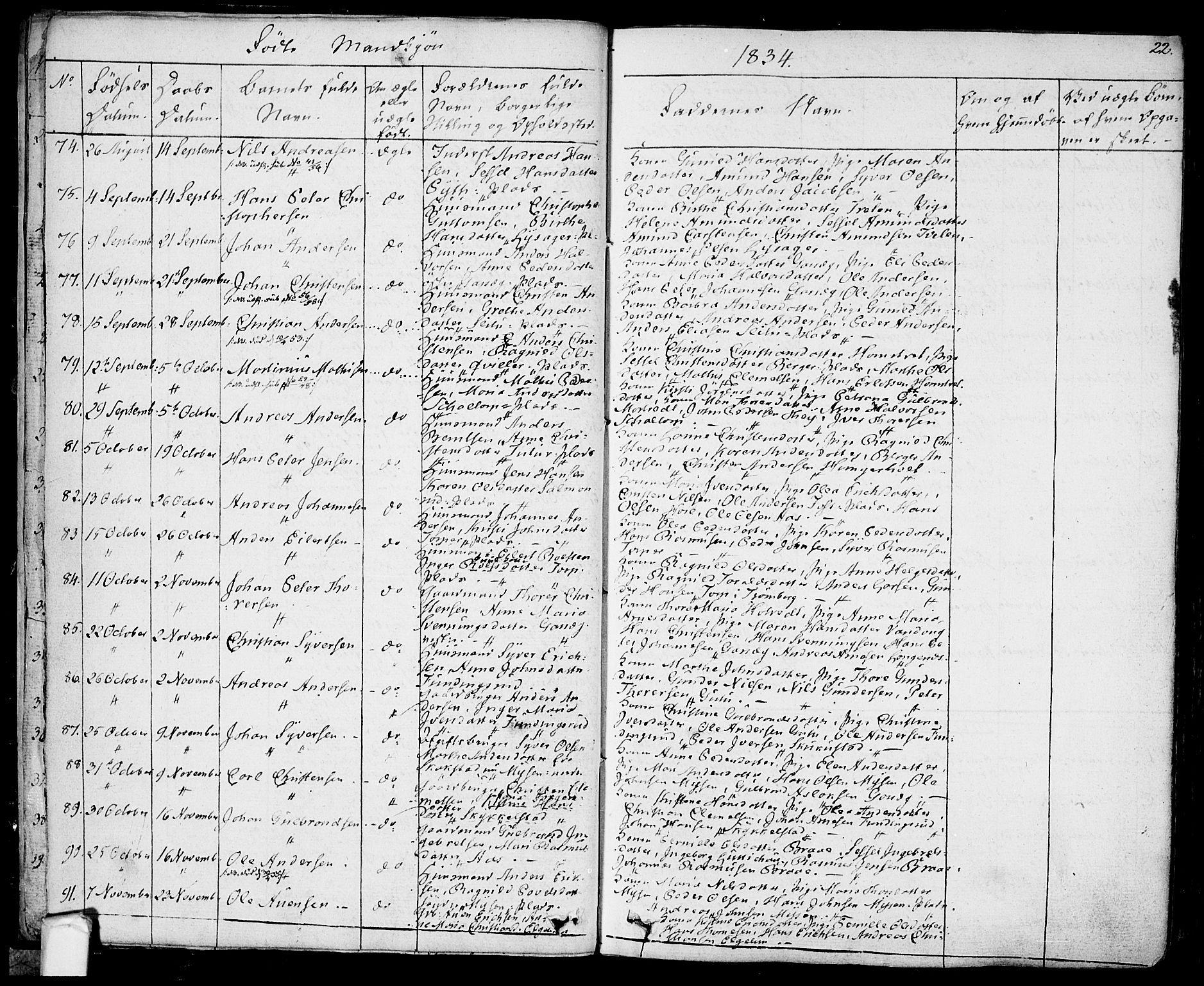 Eidsberg prestekontor Kirkebøker, AV/SAO-A-10905/F/Fa/L0008: Parish register (official) no. I 8, 1832-1848, p. 22