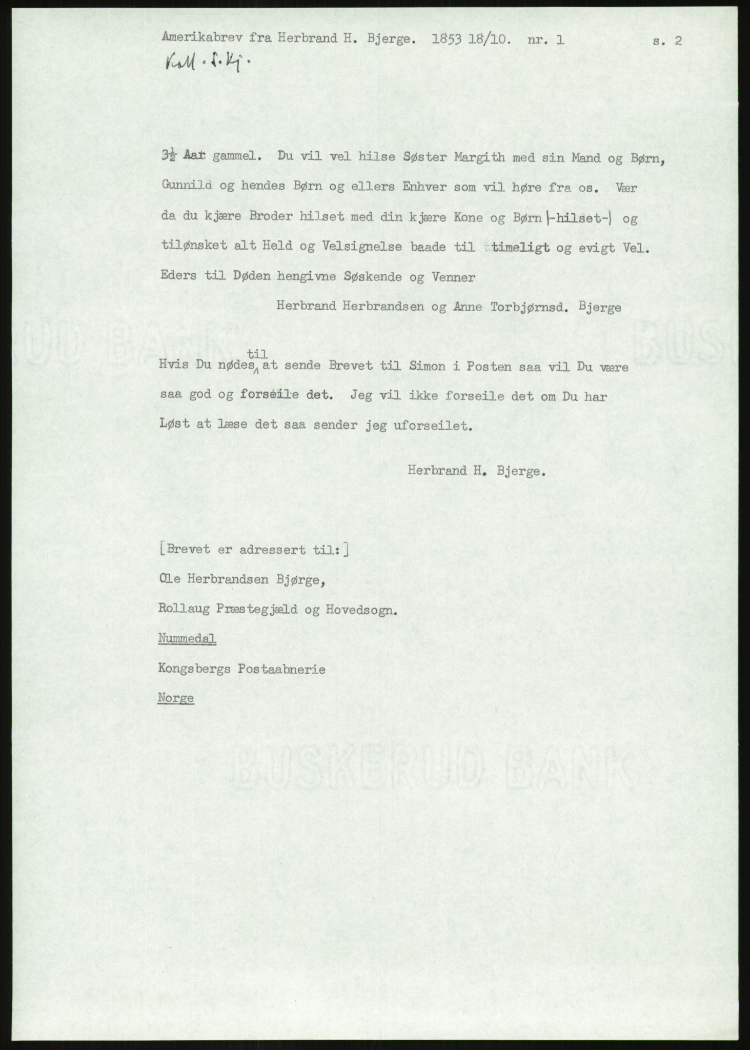 Samlinger til kildeutgivelse, Amerikabrevene, AV/RA-EA-4057/F/L0019: Innlån fra Buskerud: Fonnem - Kristoffersen, 1838-1914, p. 725