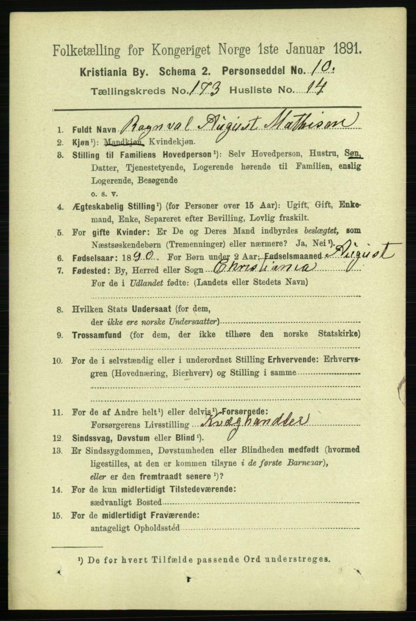 RA, 1891 census for 0301 Kristiania, 1891, p. 103556