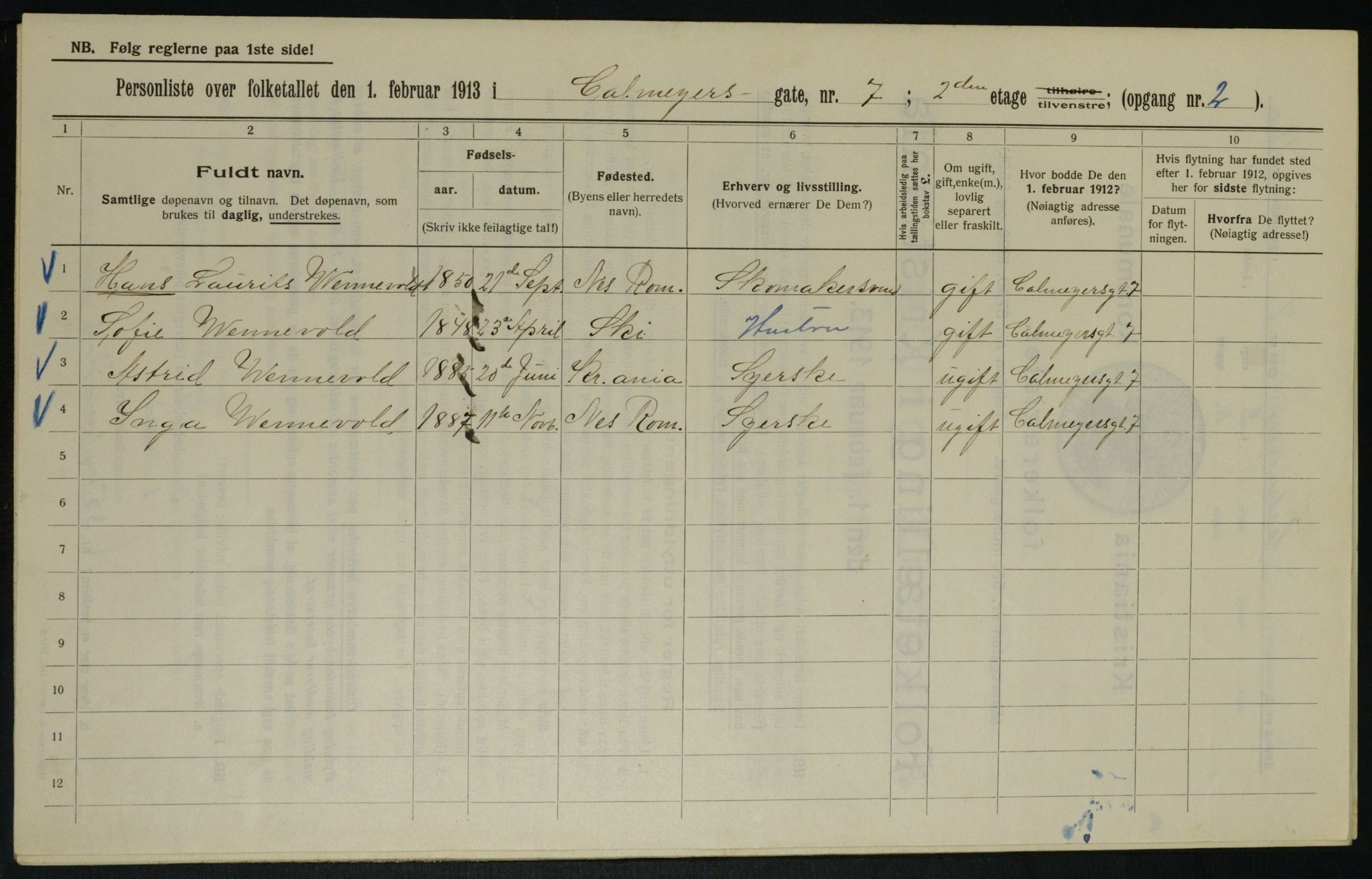 OBA, Municipal Census 1913 for Kristiania, 1913, p. 11427