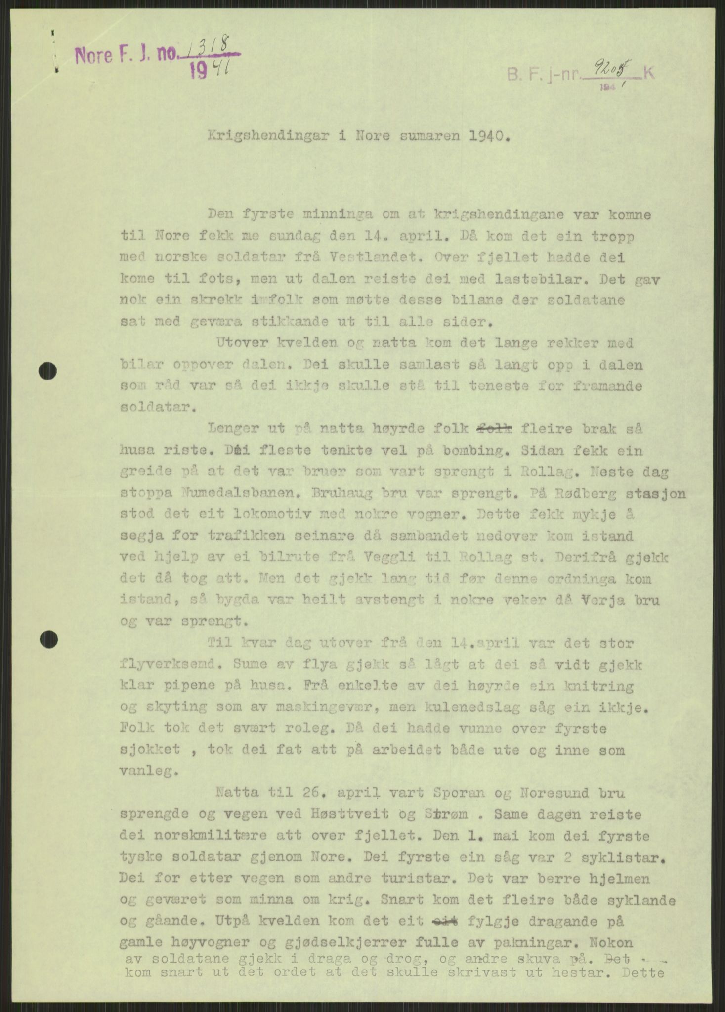 Forsvaret, Forsvarets krigshistoriske avdeling, AV/RA-RAFA-2017/Y/Ya/L0014: II-C-11-31 - Fylkesmenn.  Rapporter om krigsbegivenhetene 1940., 1940, p. 482