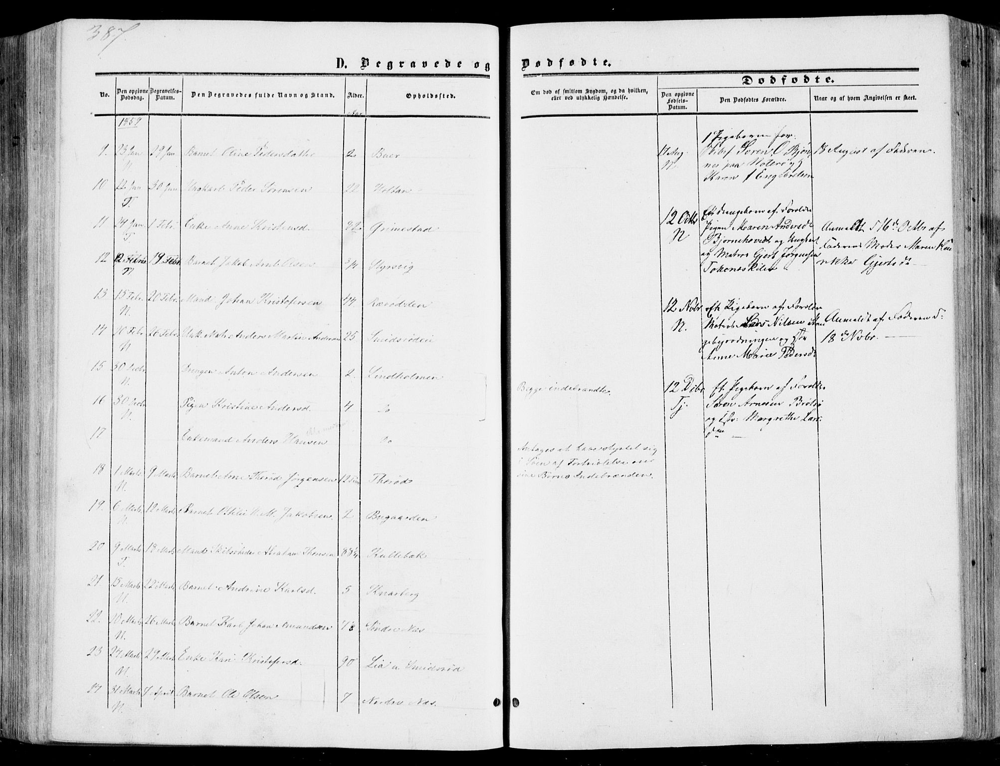 Nøtterøy kirkebøker, AV/SAKO-A-354/F/Fa/L0006: Parish register (official) no. I 6, 1852-1864, p. 387