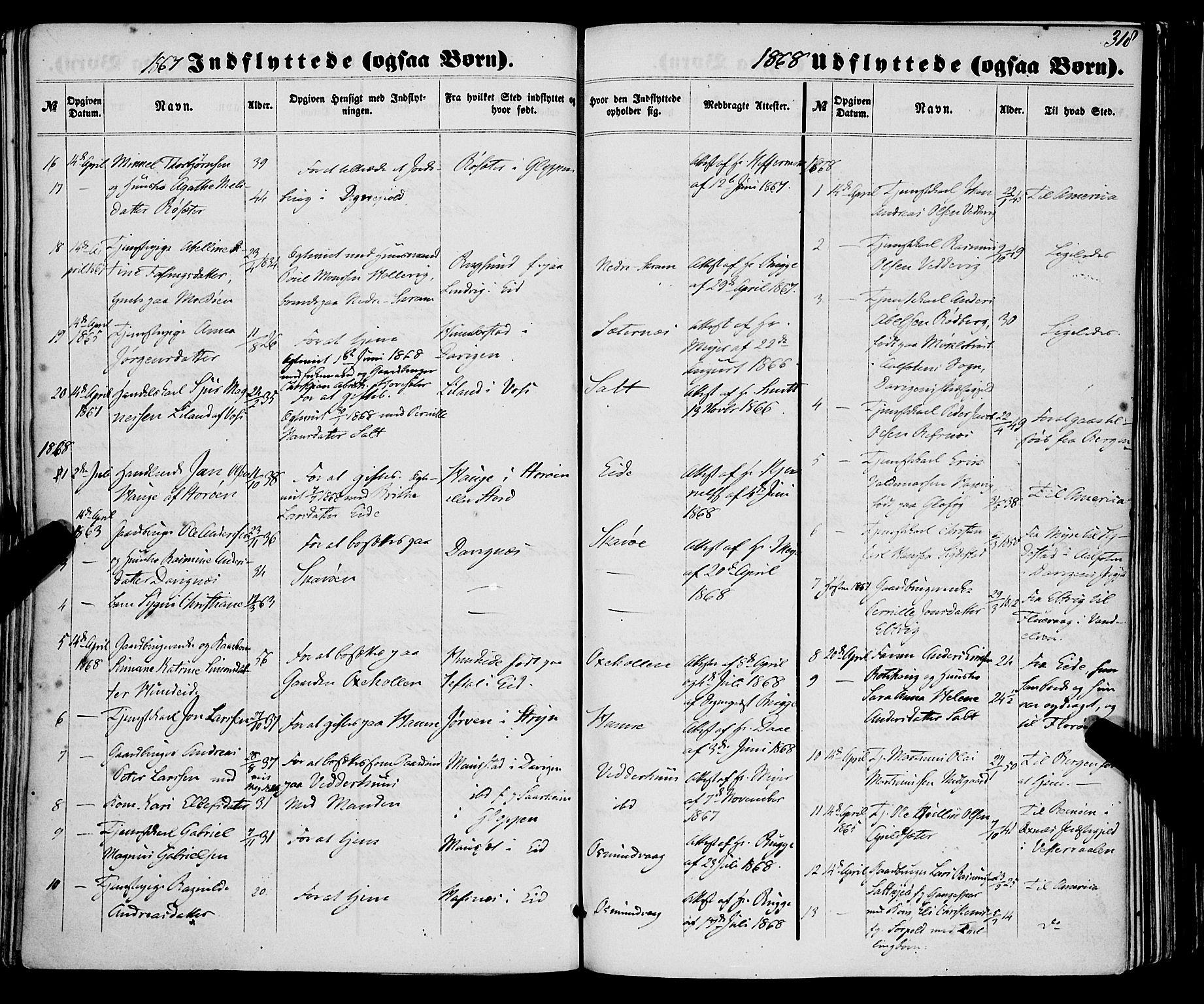 Selje sokneprestembete, SAB/A-99938/H/Ha/Haa/Haaa: Parish register (official) no. A 11, 1858-1870, p. 318