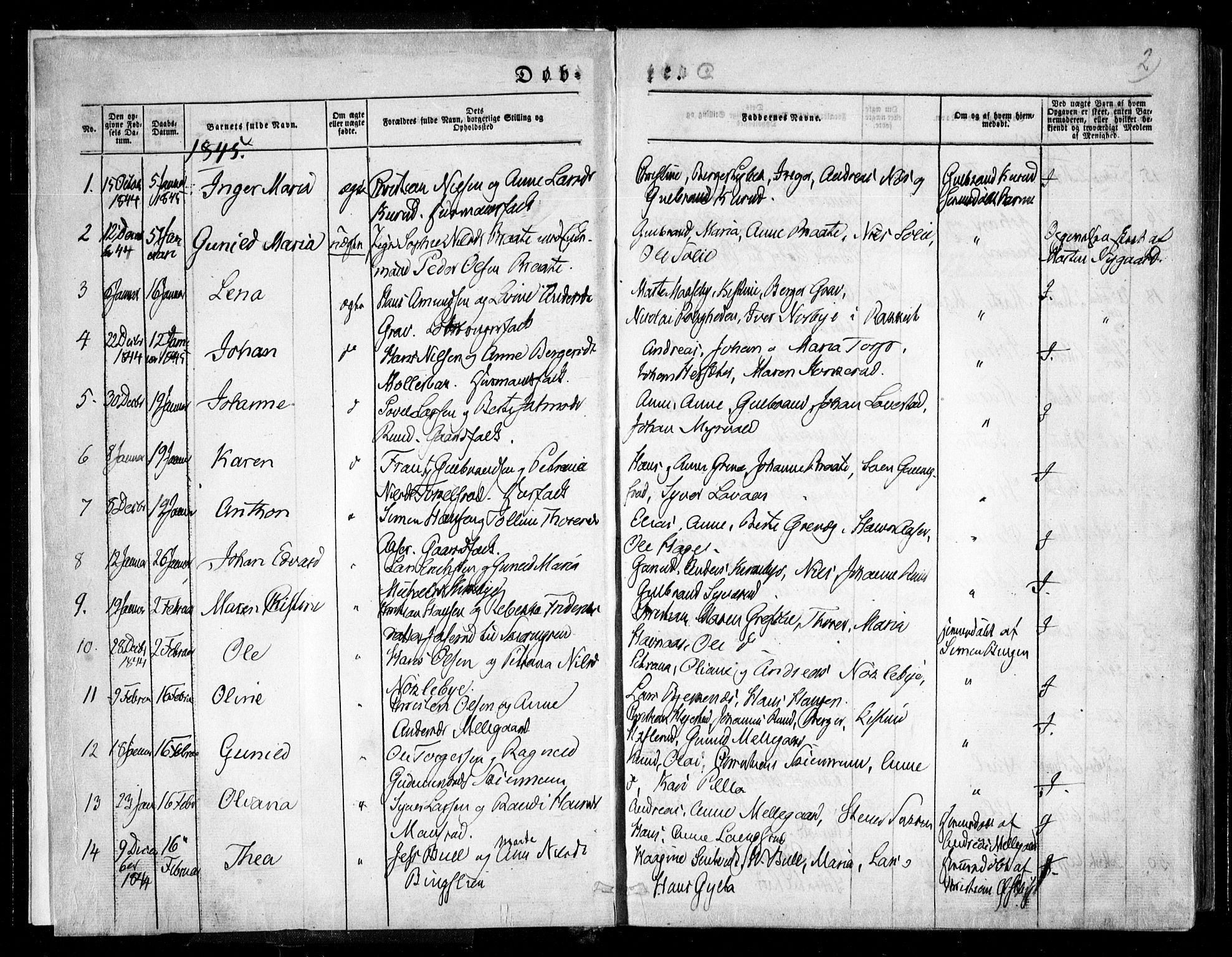 Trøgstad prestekontor Kirkebøker, SAO/A-10925/F/Fa/L0007: Parish register (official) no. I 7, 1845-1854, p. 2