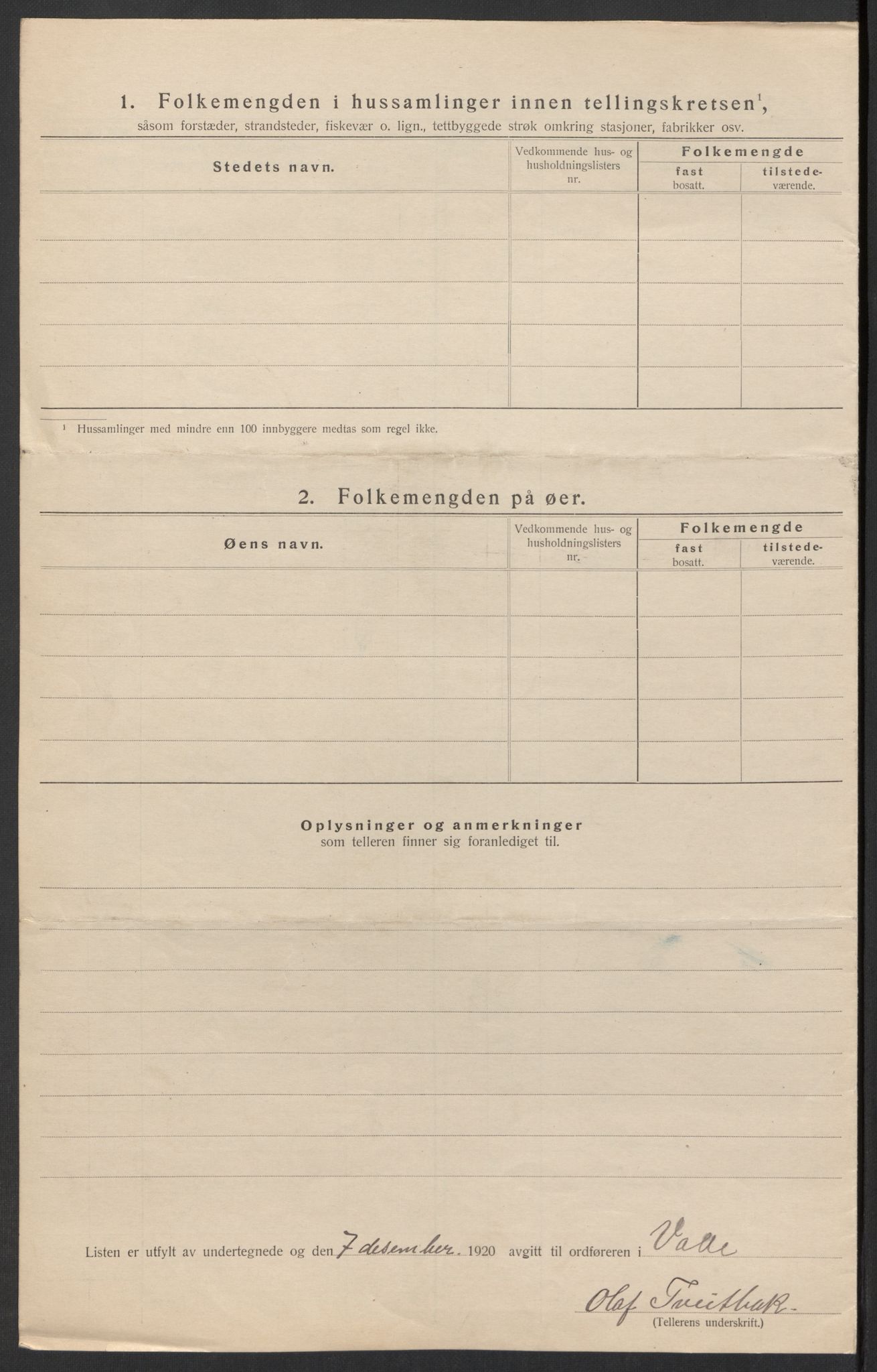 SAK, 1920 census for Valle, 1920, p. 17