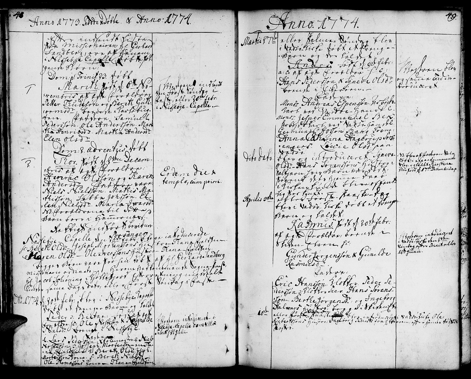 Vadsø sokneprestkontor, SATØ/S-1325/H/Ha/L0002kirke: Parish register (official) no. 2, 1764-1821, p. 48-49