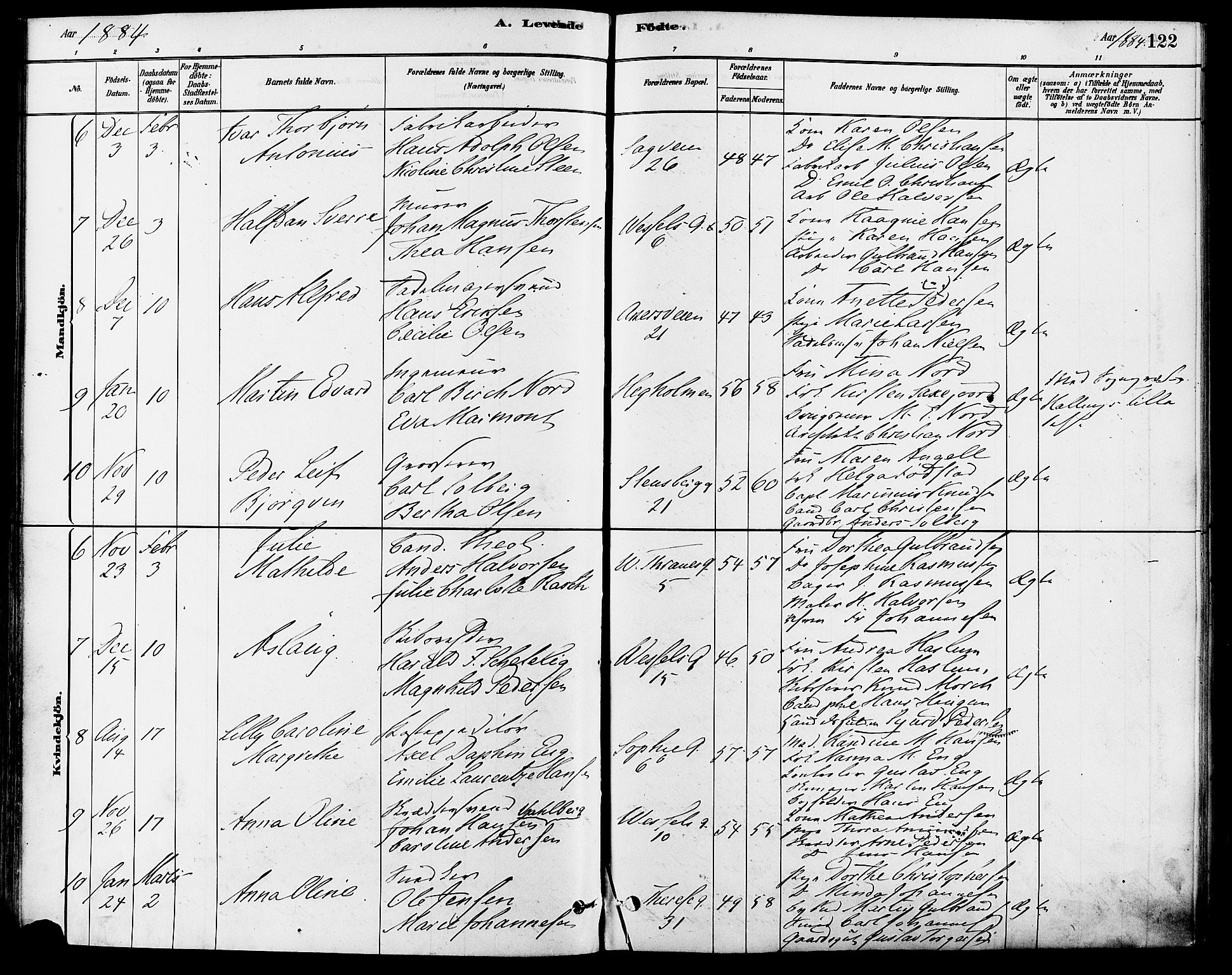 Gamle Aker prestekontor Kirkebøker, SAO/A-10617a/F/L0006: Parish register (official) no. 6, 1880-1887, p. 122