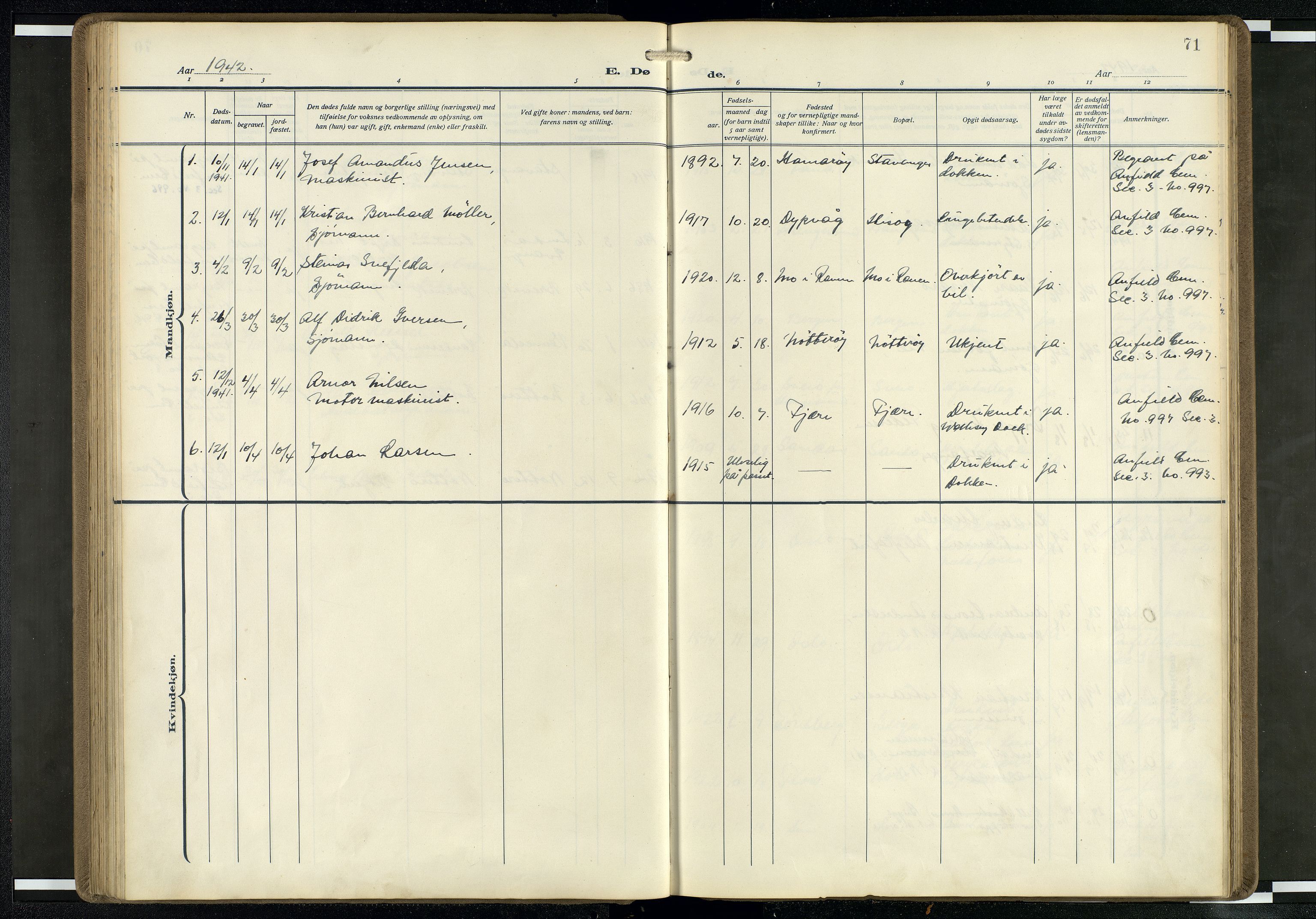 Den norske sjømannsmisjon i utlandet/Mersey-havnene (Liverpool), AV/SAB-SAB/PA-0104/H/Ha/L0001: Parish register (official) no. A 1, 1919-1954, p. 70b-71a