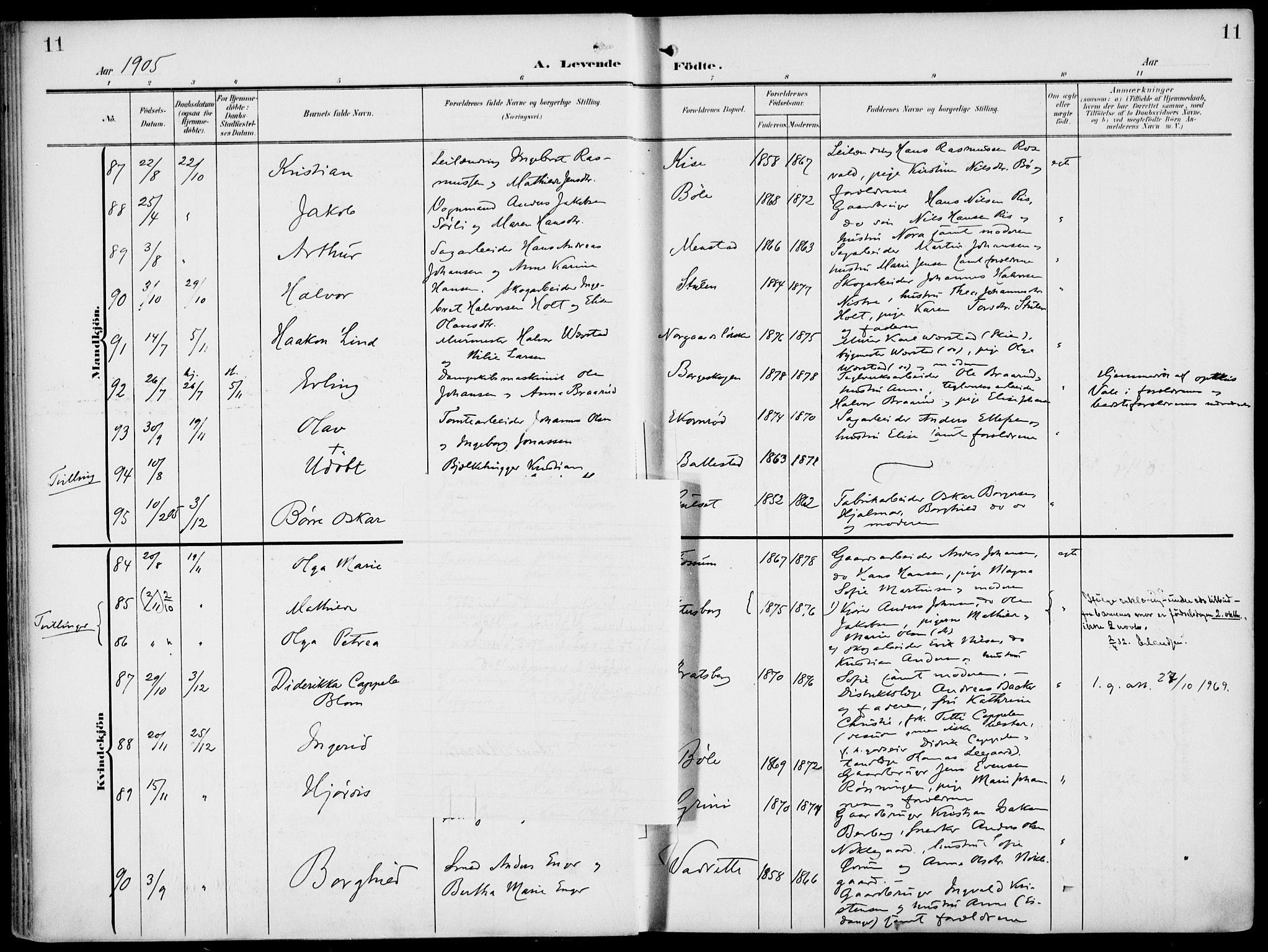 Gjerpen kirkebøker, SAKO/A-265/F/Fa/L0012: Parish register (official) no. I 12, 1905-1913, p. 11