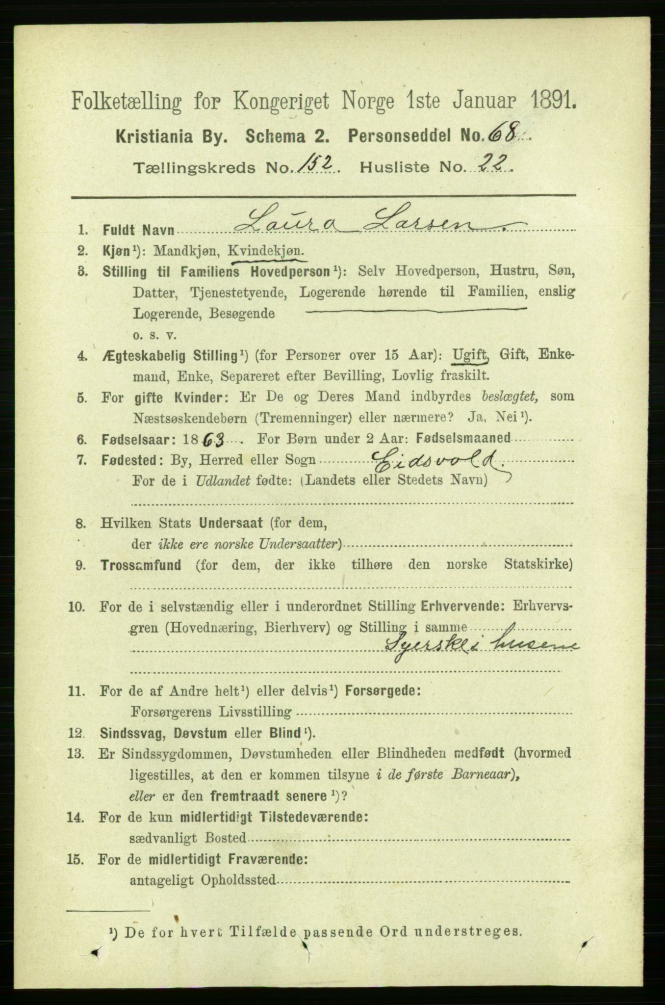RA, 1891 census for 0301 Kristiania, 1891, p. 85910