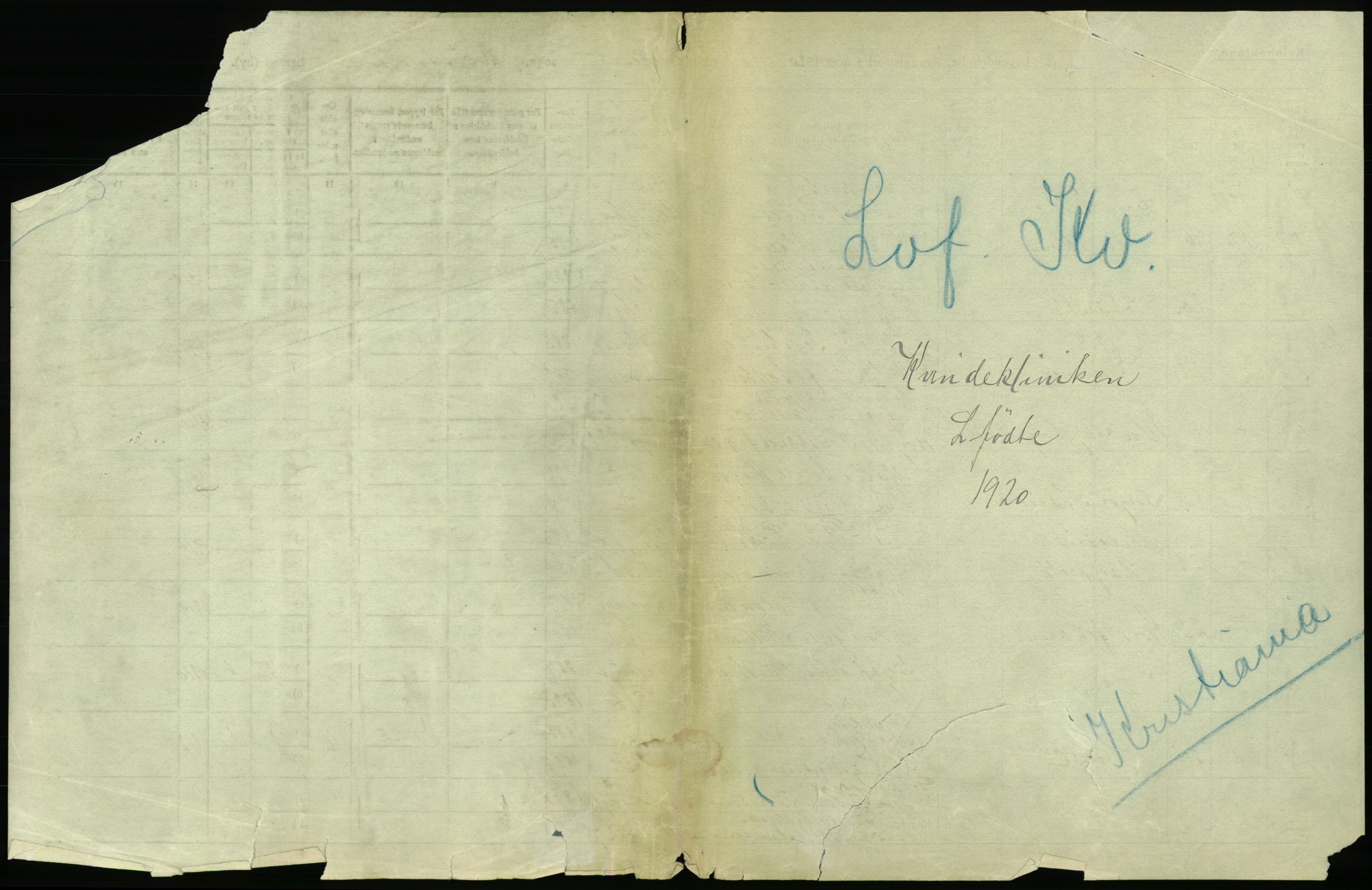 Statistisk sentralbyrå, Sosiodemografiske emner, Befolkning, AV/RA-S-2228/D/Df/Dfb/Dfbj/L0008: Kristiania: Levendefødte menn og kvinner., 1920, p. 525