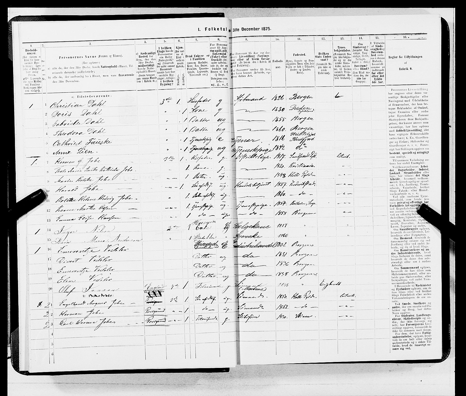 SAB, 1875 census for 1301 Bergen, 1875, p. 3313
