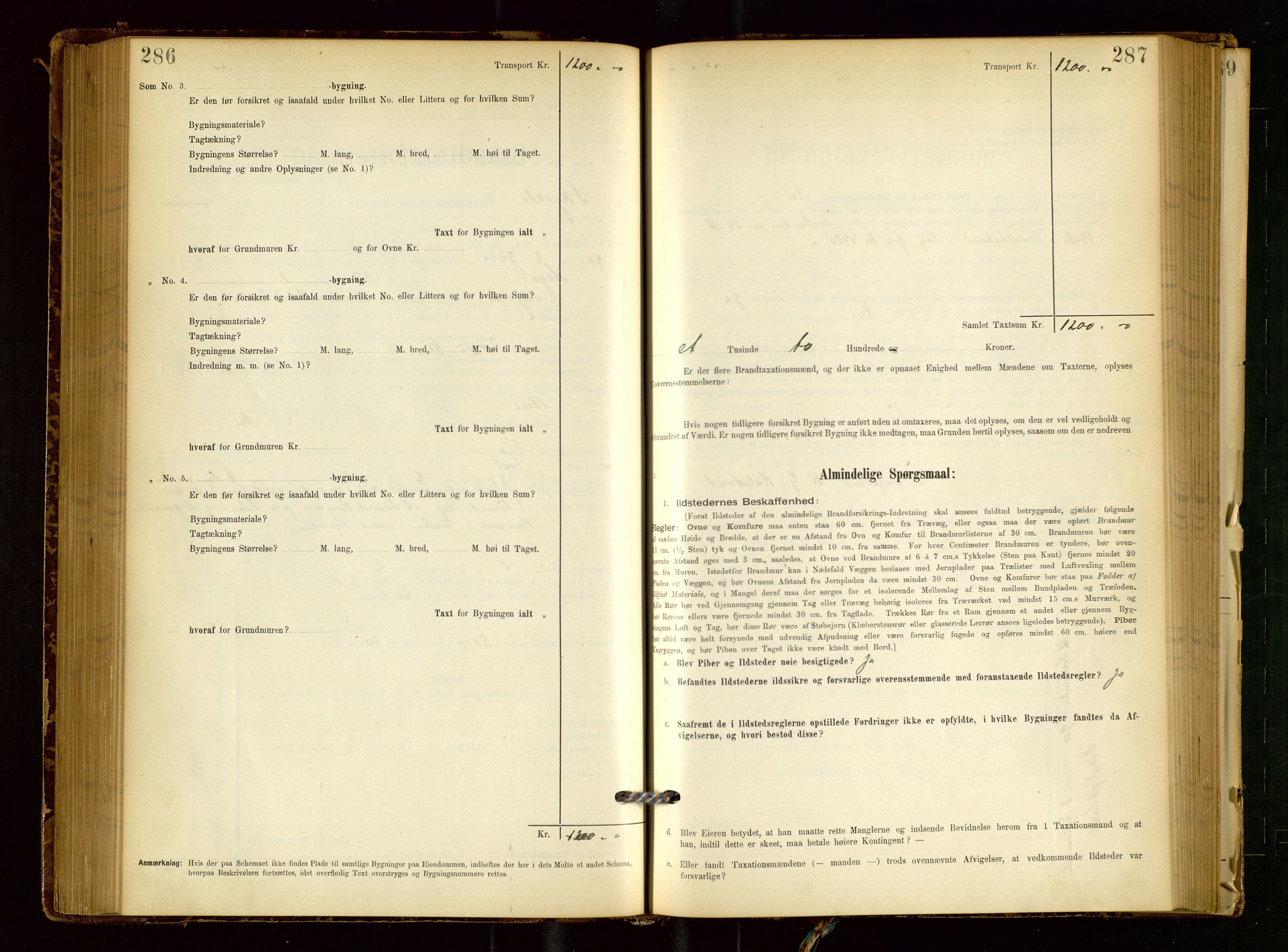 Skjold lensmannskontor, AV/SAST-A-100182/Gob/L0001: "Brandtaxationsprotokol for Skjold Lensmandsdistrikt Ryfylke Fogderi", 1894-1939, p. 286-287