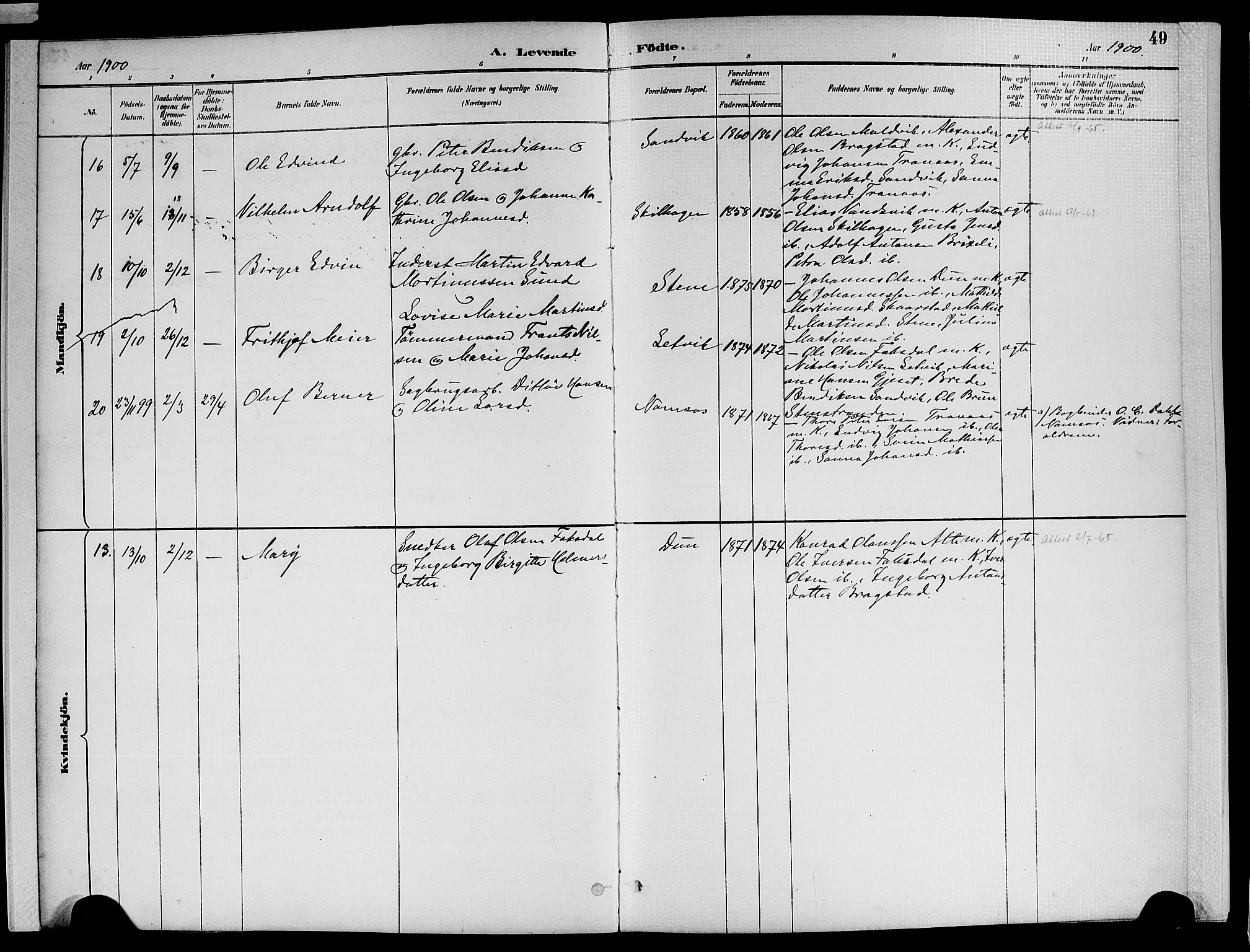 Ministerialprotokoller, klokkerbøker og fødselsregistre - Nord-Trøndelag, AV/SAT-A-1458/773/L0617: Parish register (official) no. 773A08, 1887-1910, p. 49