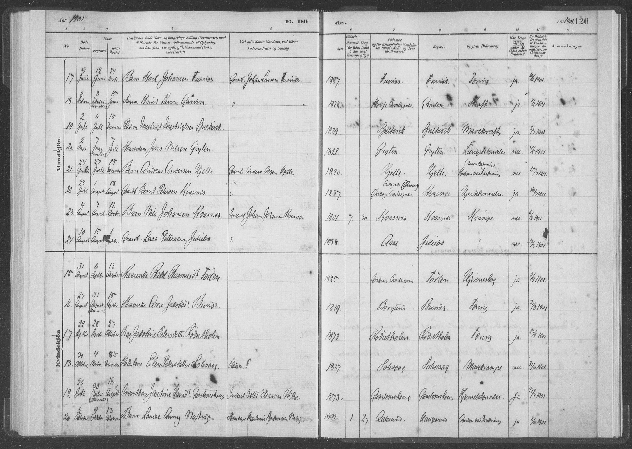 Ministerialprotokoller, klokkerbøker og fødselsregistre - Møre og Romsdal, AV/SAT-A-1454/528/L0403: Parish register (official) no. 528A13I, 1880-1947, p. 126