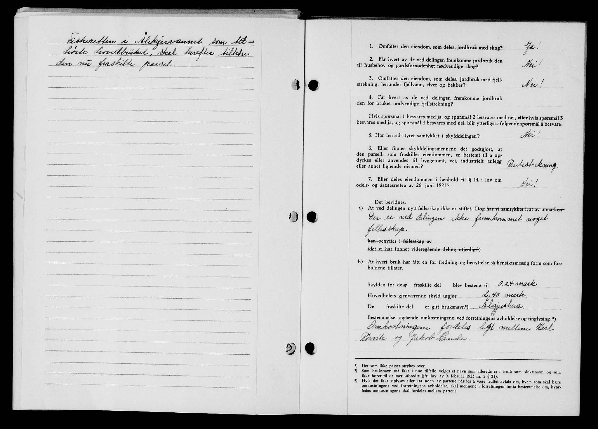Flekkefjord sorenskriveri, SAK/1221-0001/G/Gb/Gba/L0061: Mortgage book no. A-9, 1946-1947, Diary no: : 871/1946