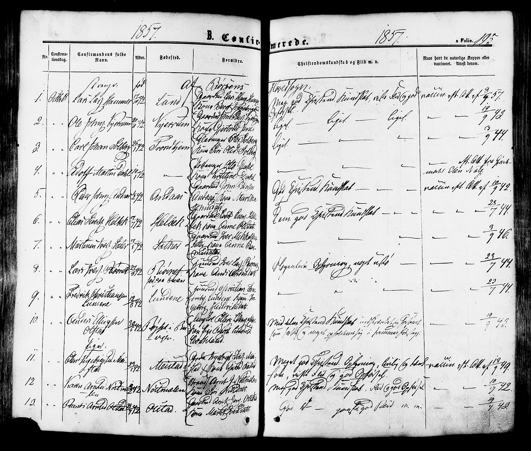 Ministerialprotokoller, klokkerbøker og fødselsregistre - Sør-Trøndelag, SAT/A-1456/665/L0772: Parish register (official) no. 665A07, 1856-1878, p. 195