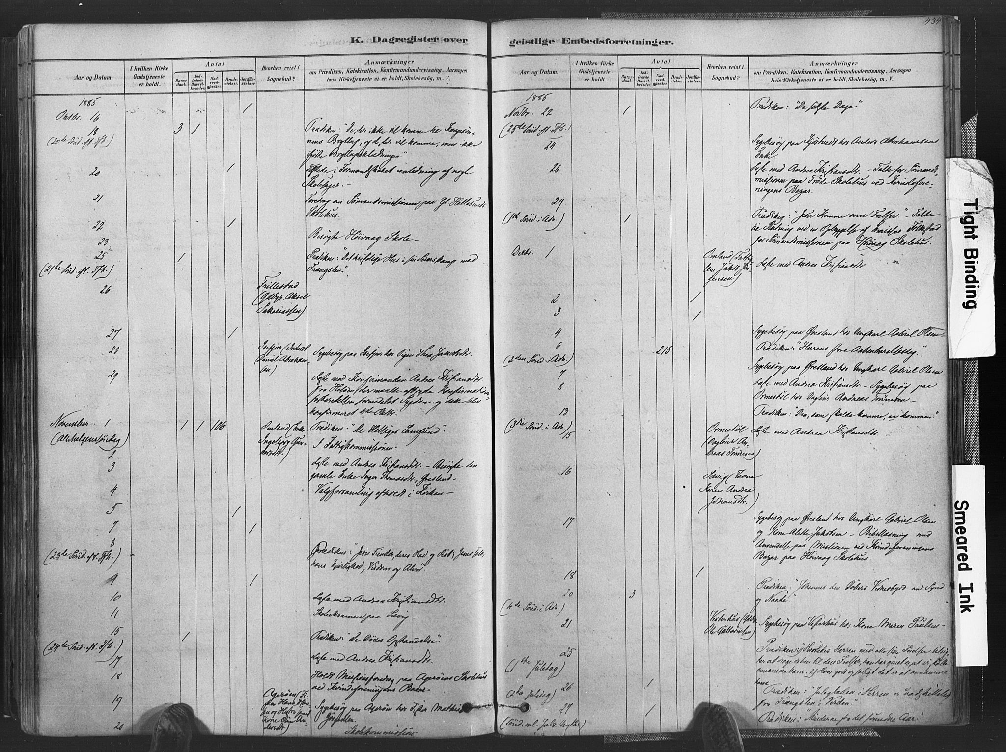 Høvåg sokneprestkontor, SAK/1111-0025/F/Fa/L0005: Parish register (official) no. A 5, 1878-1893, p. 434