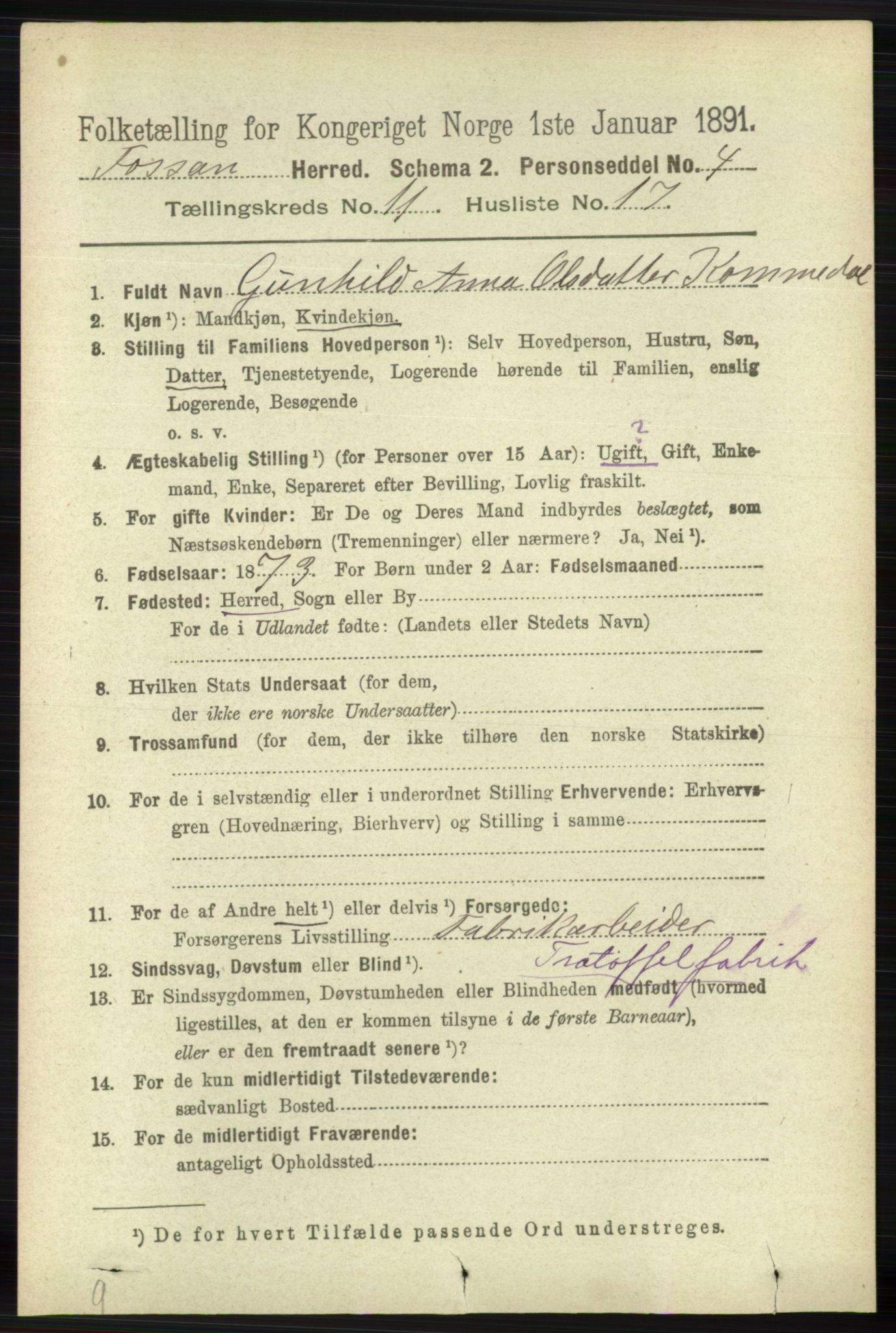 RA, 1891 census for 1129 Forsand, 1891, p. 1906