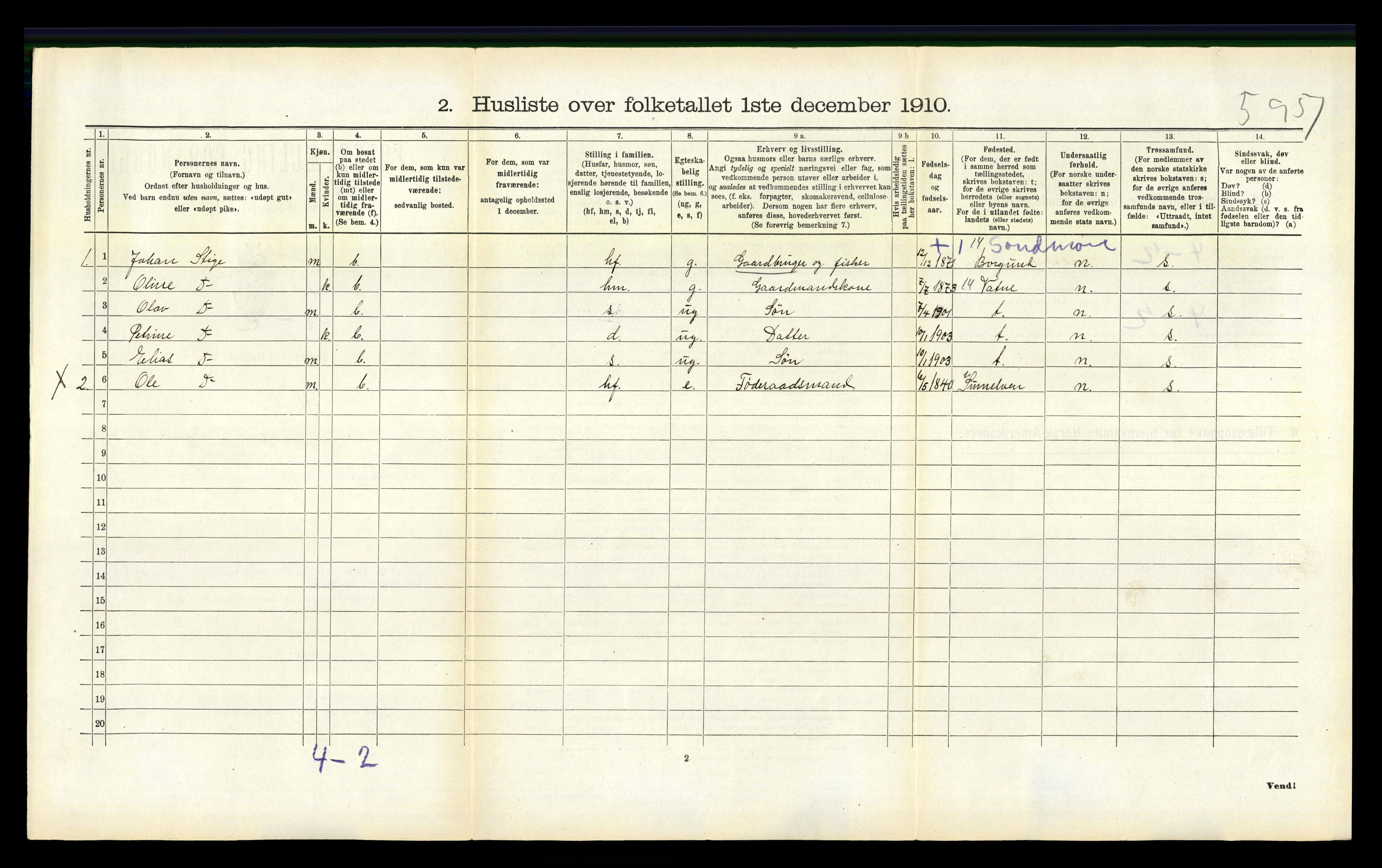 RA, 1910 census for Skodje, 1910, p. 378