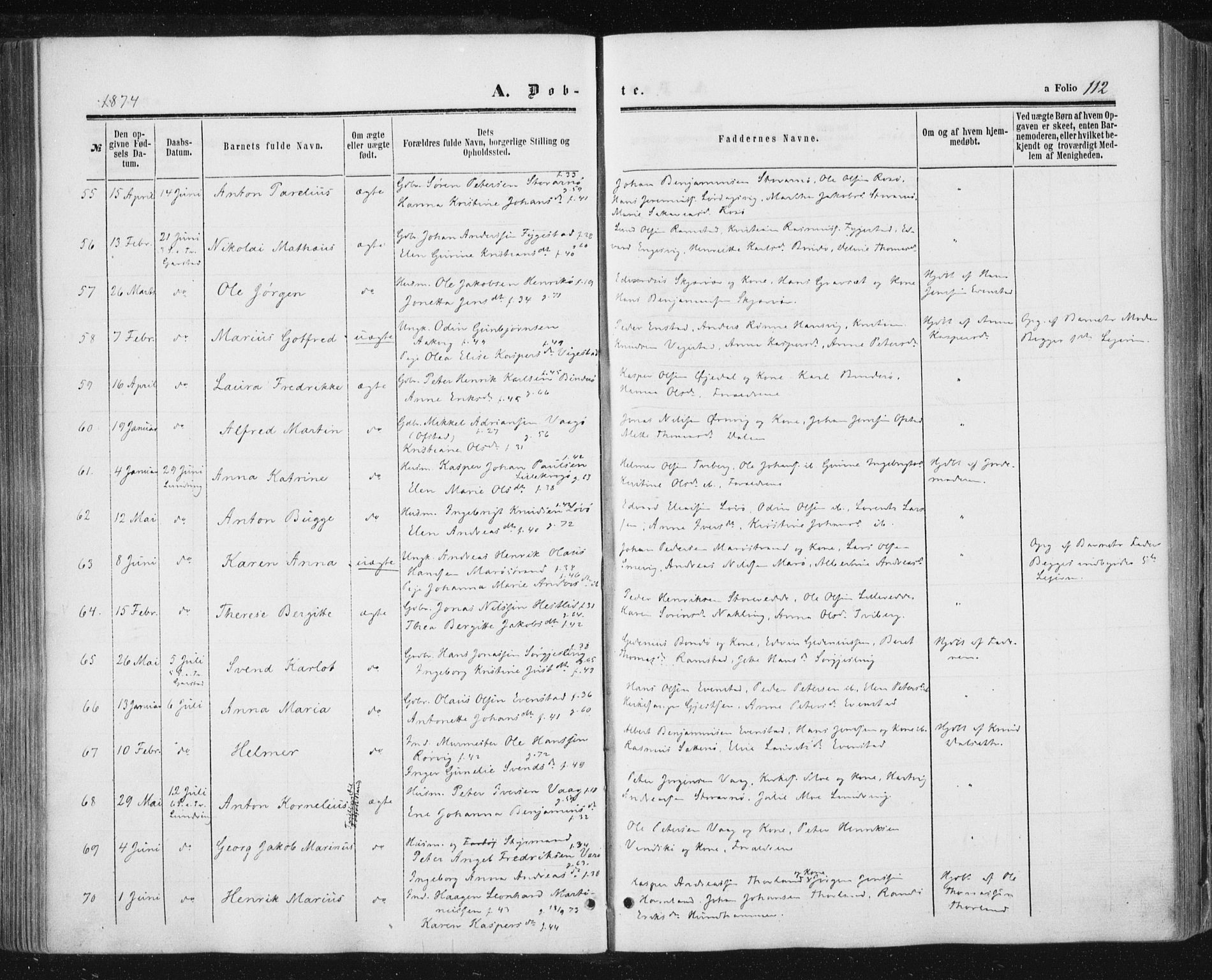 Ministerialprotokoller, klokkerbøker og fødselsregistre - Nord-Trøndelag, SAT/A-1458/784/L0670: Parish register (official) no. 784A05, 1860-1876, p. 112