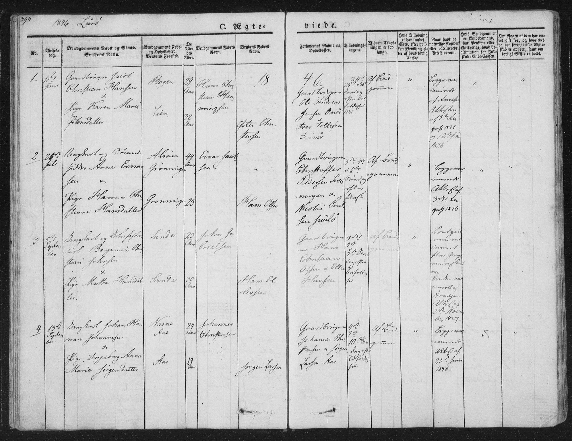 Ministerialprotokoller, klokkerbøker og fødselsregistre - Nordland, SAT/A-1459/839/L0566: Parish register (official) no. 839A03, 1825-1862, p. 394