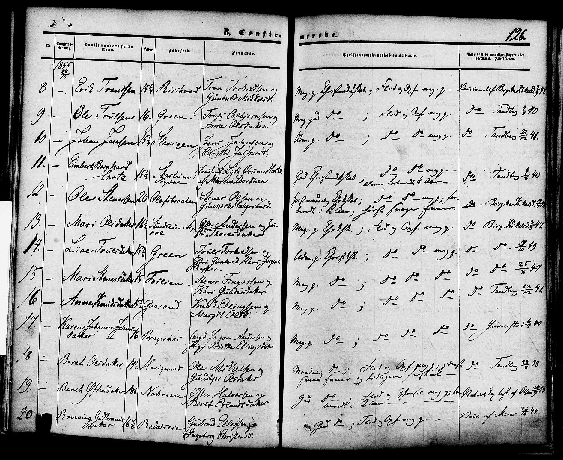 Krødsherad kirkebøker, AV/SAKO-A-19/F/Fa/L0003: Parish register (official) no. 3, 1851-1872, p. 126