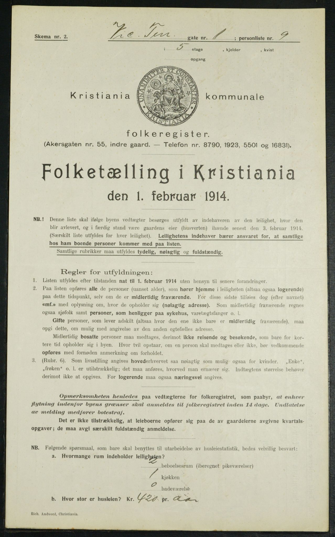 OBA, Municipal Census 1914 for Kristiania, 1914, p. 124533