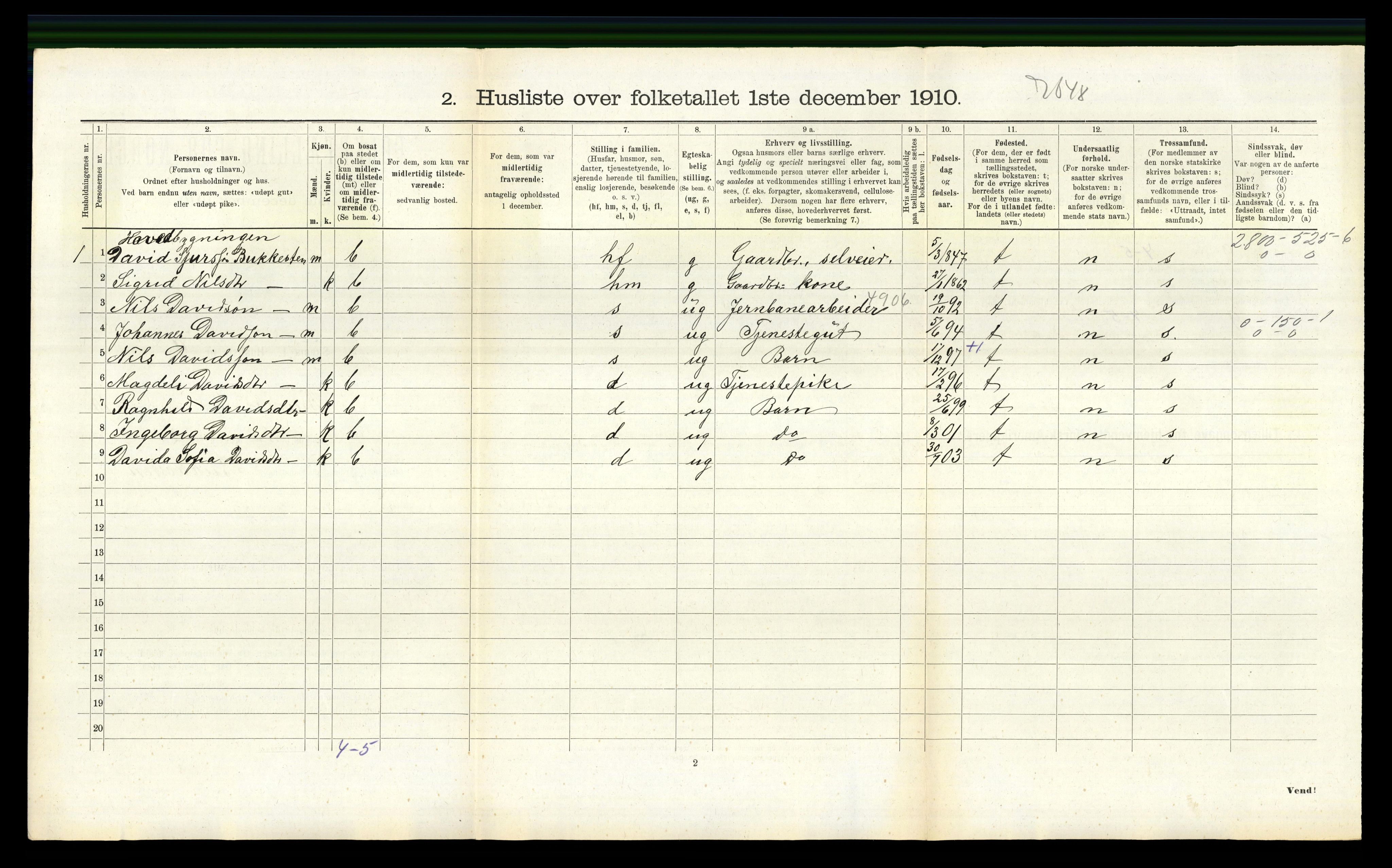 RA, 1910 census for Bruvik, 1910, p. 783