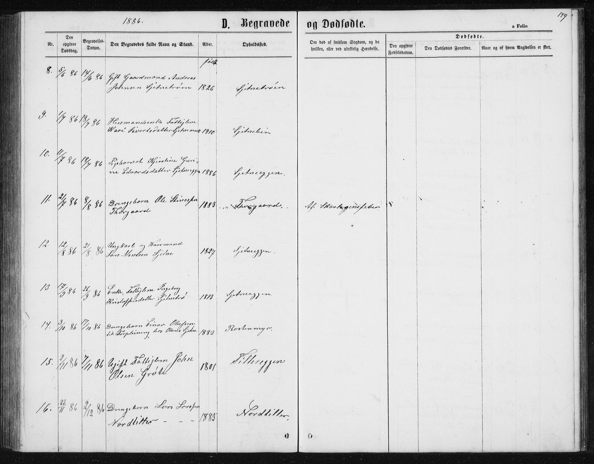 Ministerialprotokoller, klokkerbøker og fødselsregistre - Sør-Trøndelag, SAT/A-1456/621/L0459: Parish register (copy) no. 621C02, 1866-1895, p. 149