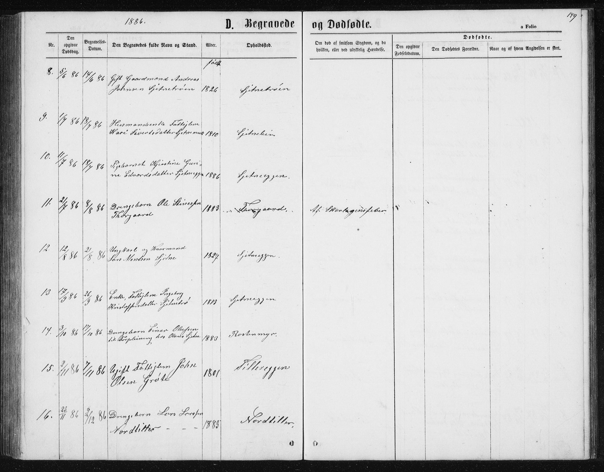 Ministerialprotokoller, klokkerbøker og fødselsregistre - Sør-Trøndelag, AV/SAT-A-1456/621/L0459: Parish register (copy) no. 621C02, 1866-1895, p. 149