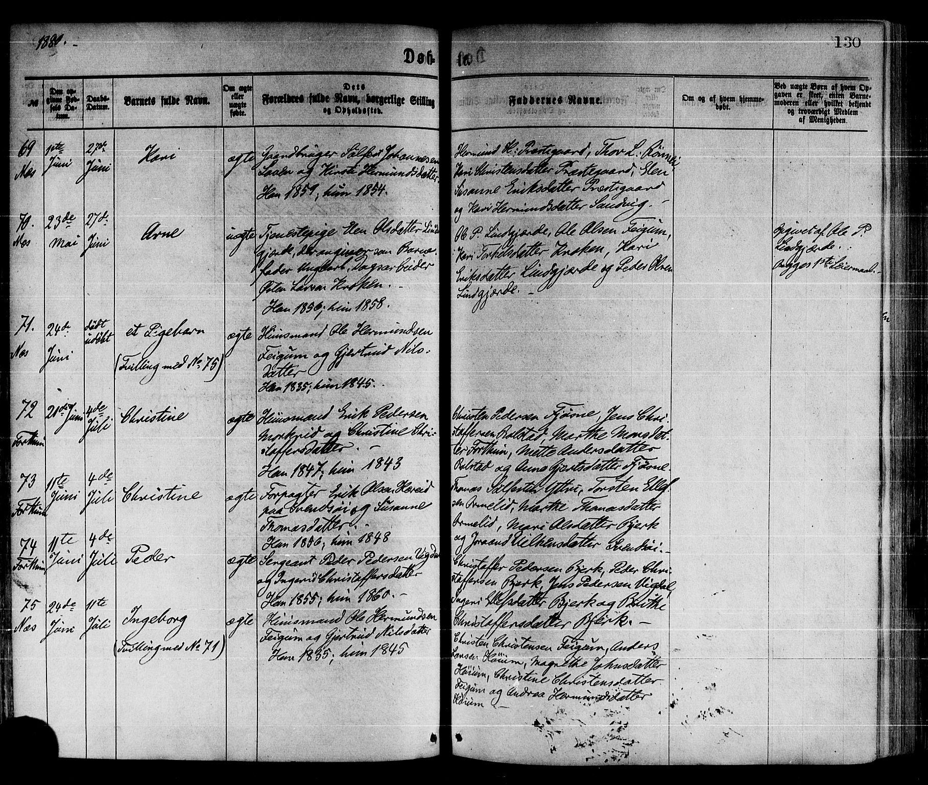 Luster sokneprestembete, AV/SAB-A-81101/H/Haa/Haaa/L0010: Parish register (official) no. A 10, 1871-1886, p. 130