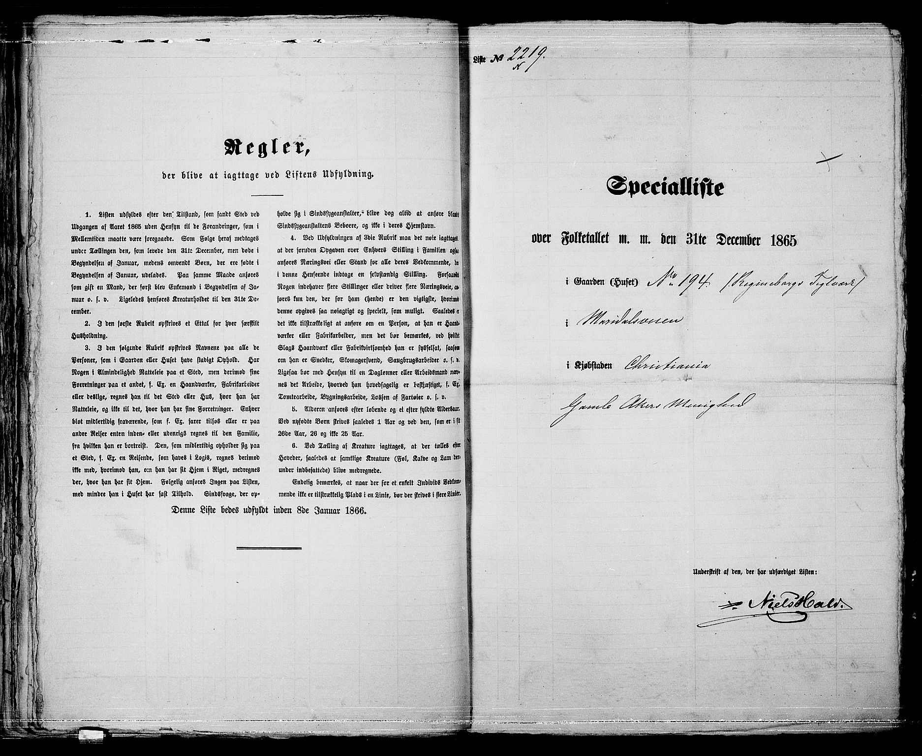 RA, 1865 census for Kristiania, 1865, p. 4947