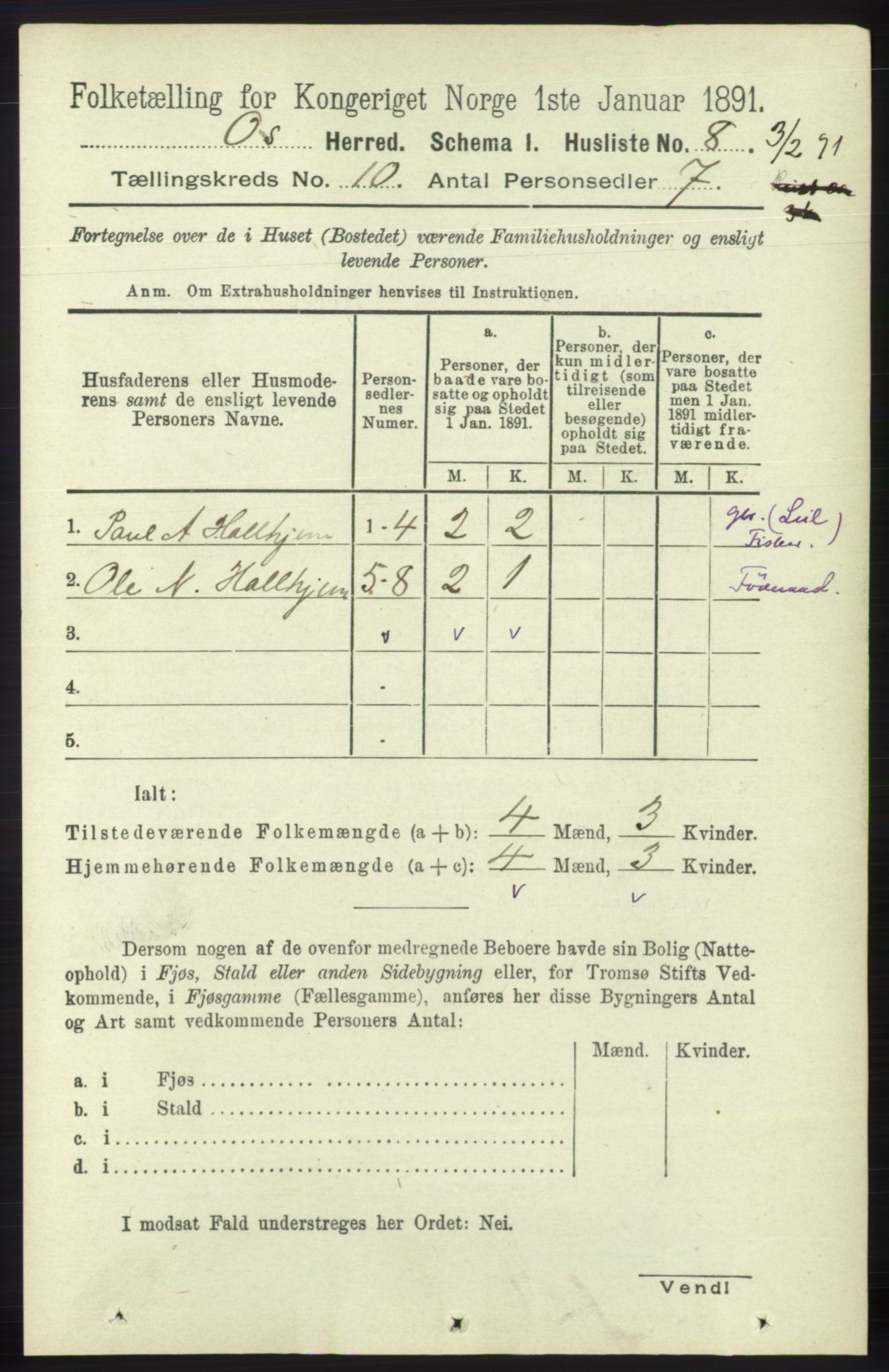 RA, 1891 census for 1243 Os, 1891, p. 2222