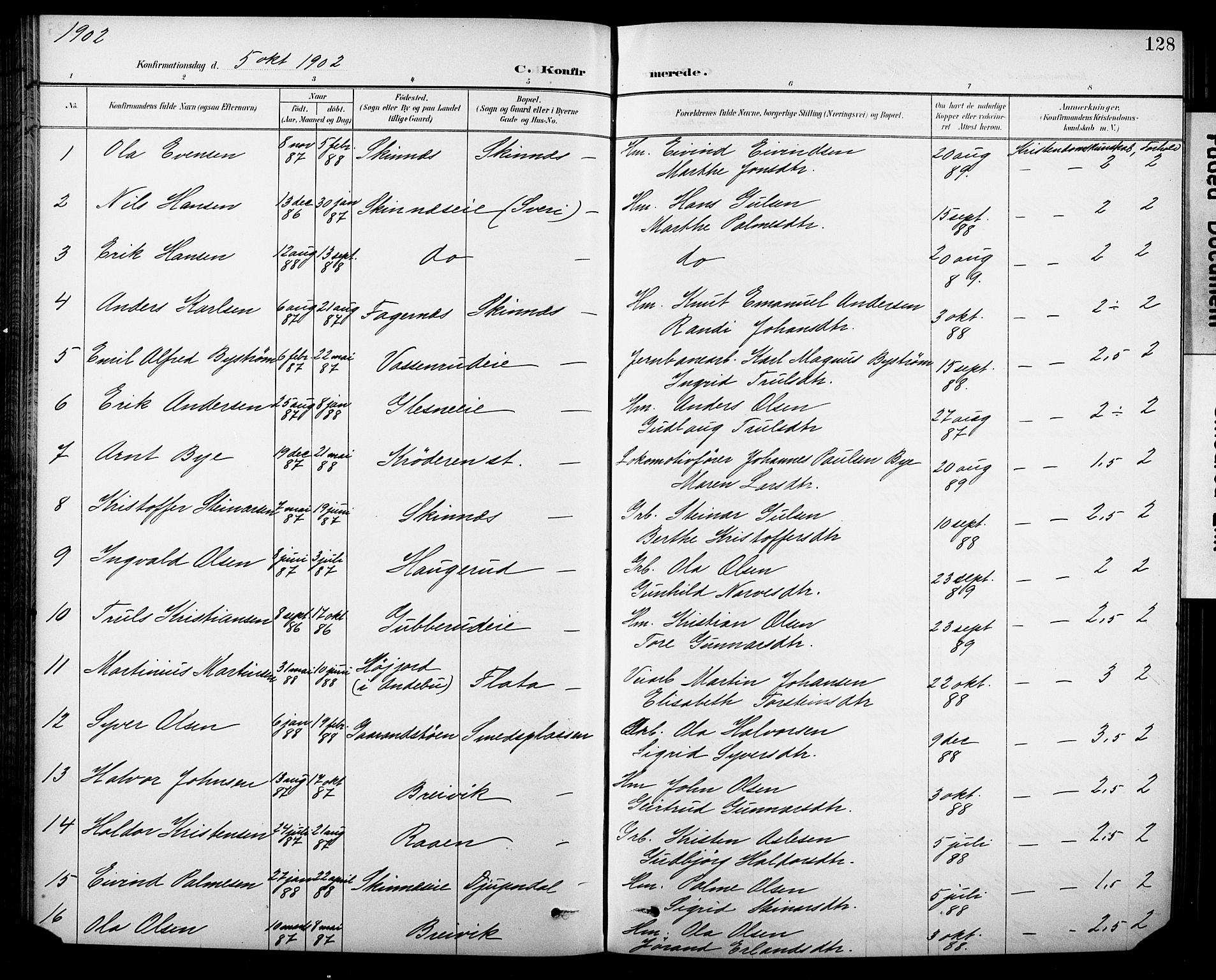 Krødsherad kirkebøker, SAKO/A-19/G/Ga/L0002: Parish register (copy) no. 2, 1894-1918, p. 128