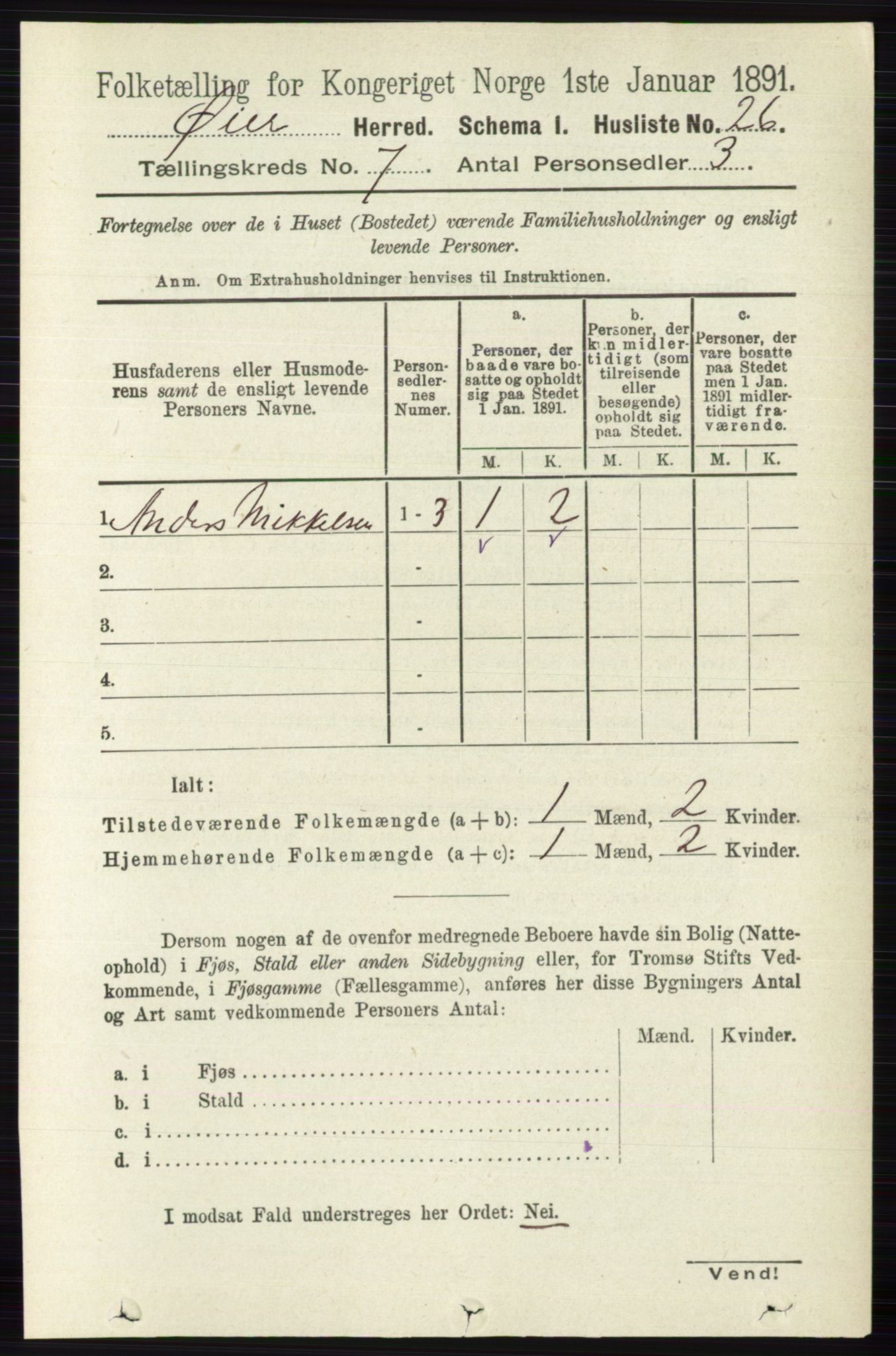 RA, 1891 census for 0521 Øyer, 1891, p. 2468