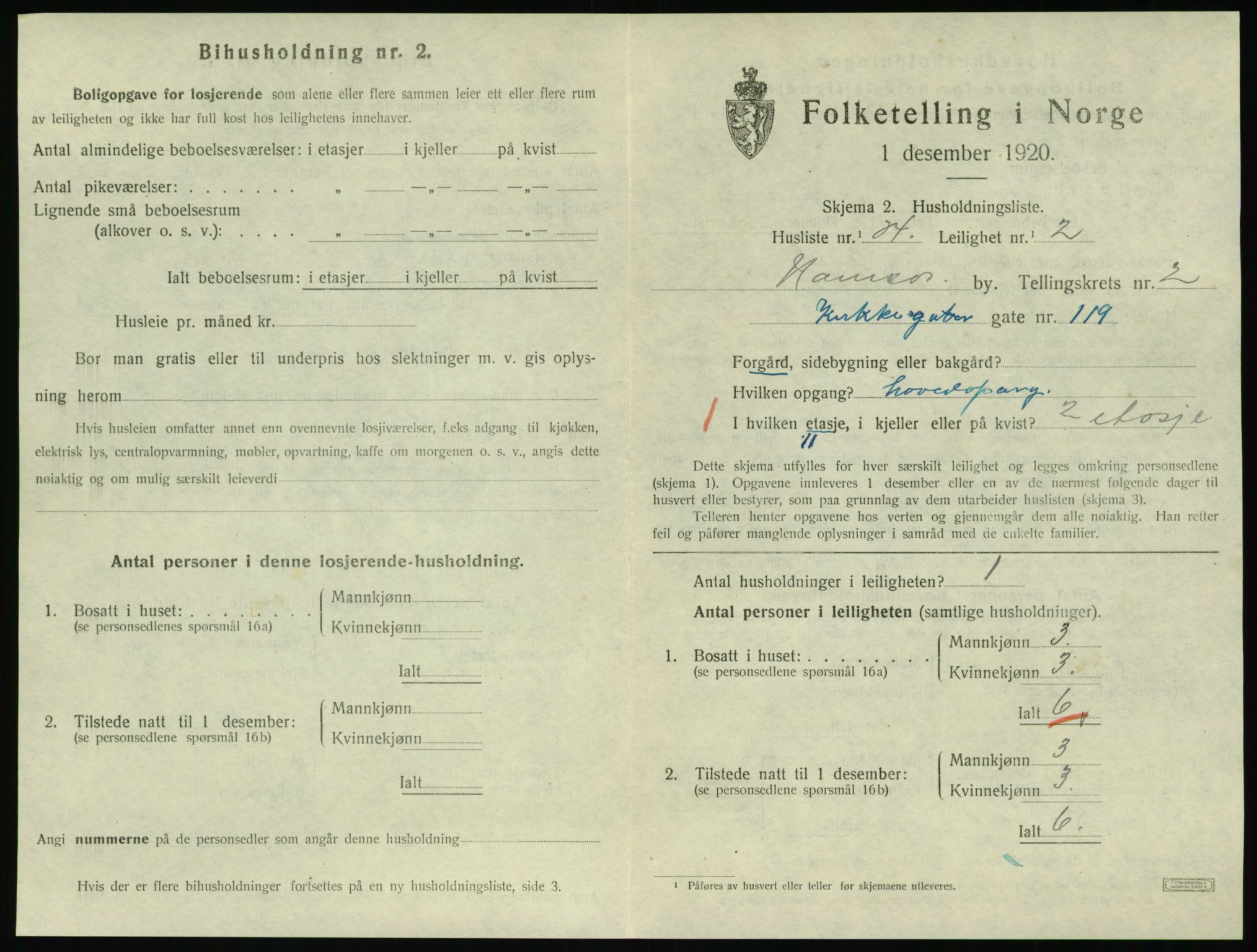 SAT, 1920 census for Namsos, 1920, p. 1085