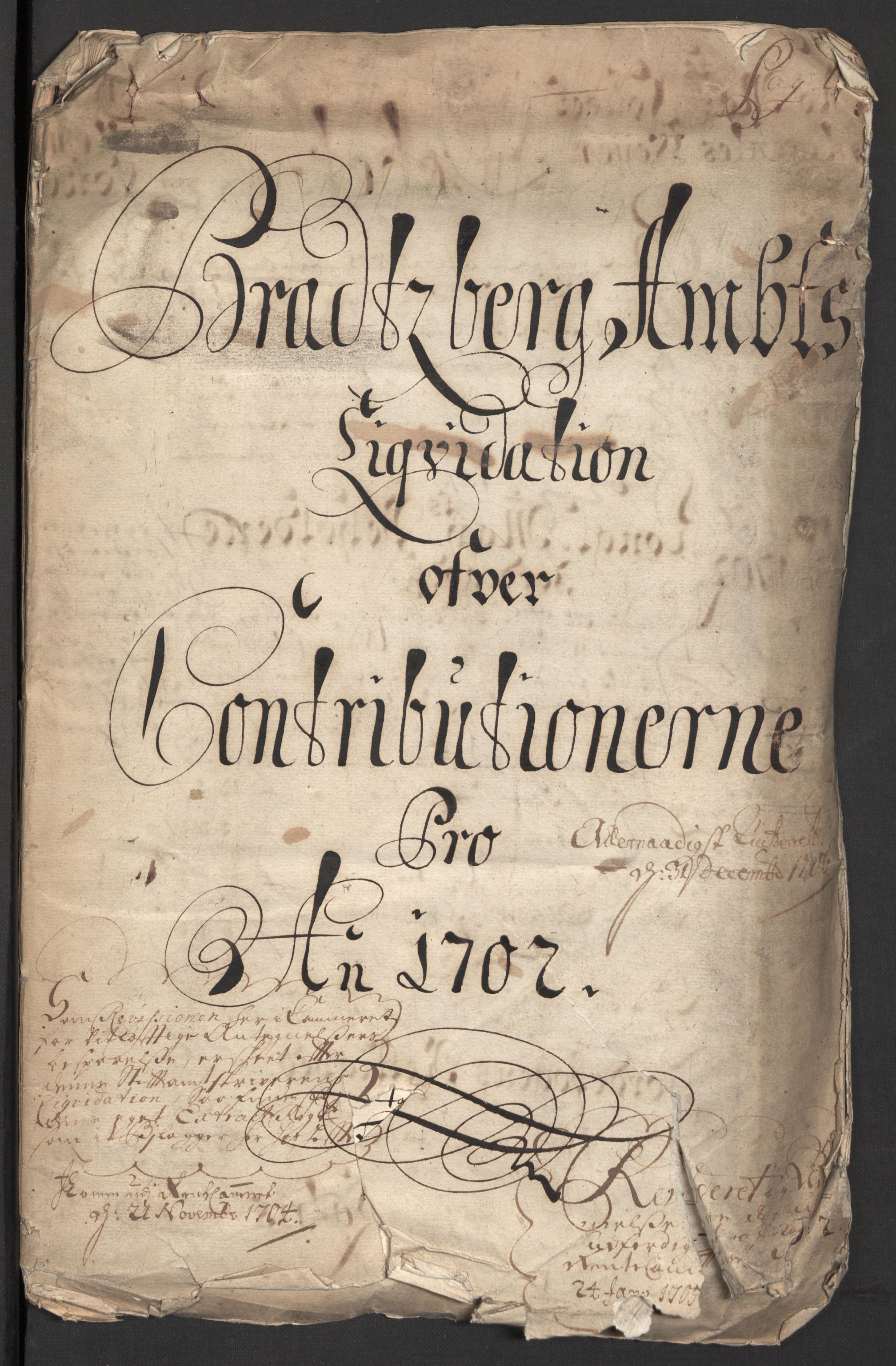 Rentekammeret inntil 1814, Reviderte regnskaper, Fogderegnskap, AV/RA-EA-4092/R36/L2106: Fogderegnskap Øvre og Nedre Telemark og Bamble, 1702, p. 3